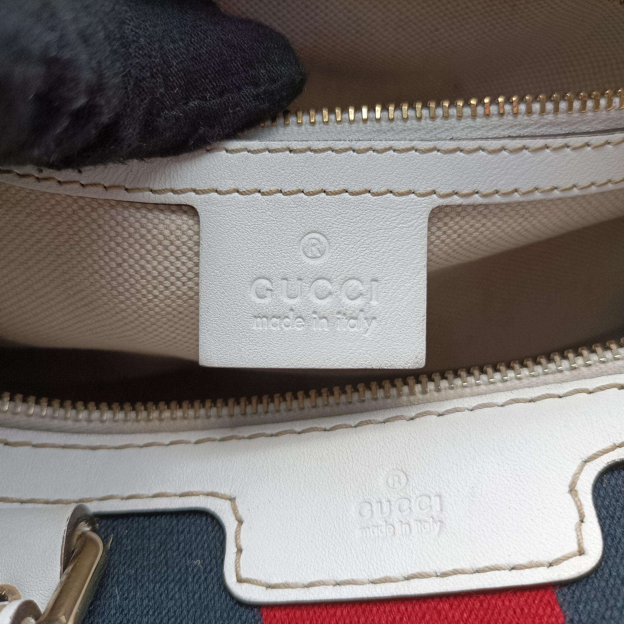 Pre-owned Gucci Sherry Line White×Beige×Multi Canvas × Leather 247205 shoulderbag | stylenewstar