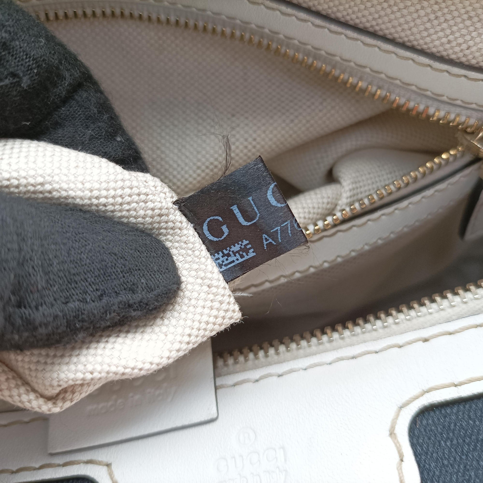 Pre-owned Gucci Sherry Line White×Beige×Multi Canvas × Leather 247205 shoulderbag | stylenewstar