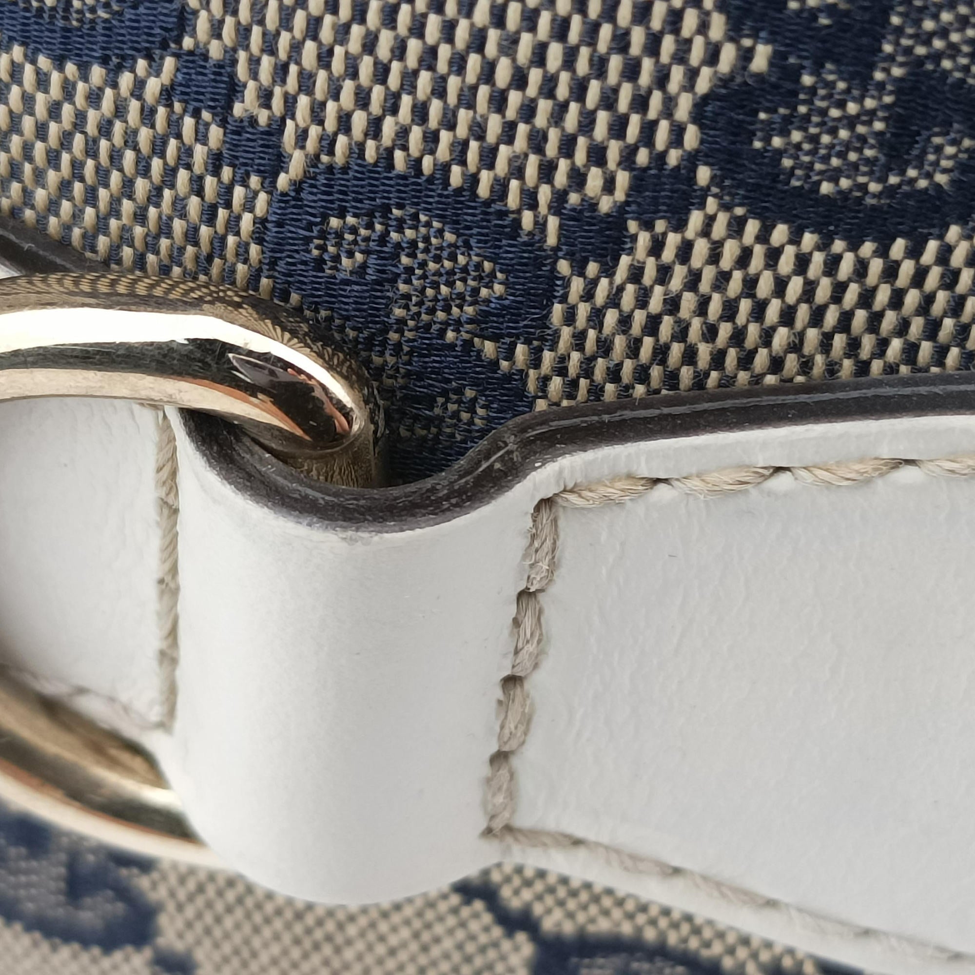 Pre-owned Gucci Sherry Line White×Beige×Multi Canvas × Leather 247205 shoulderbag | stylenewstar