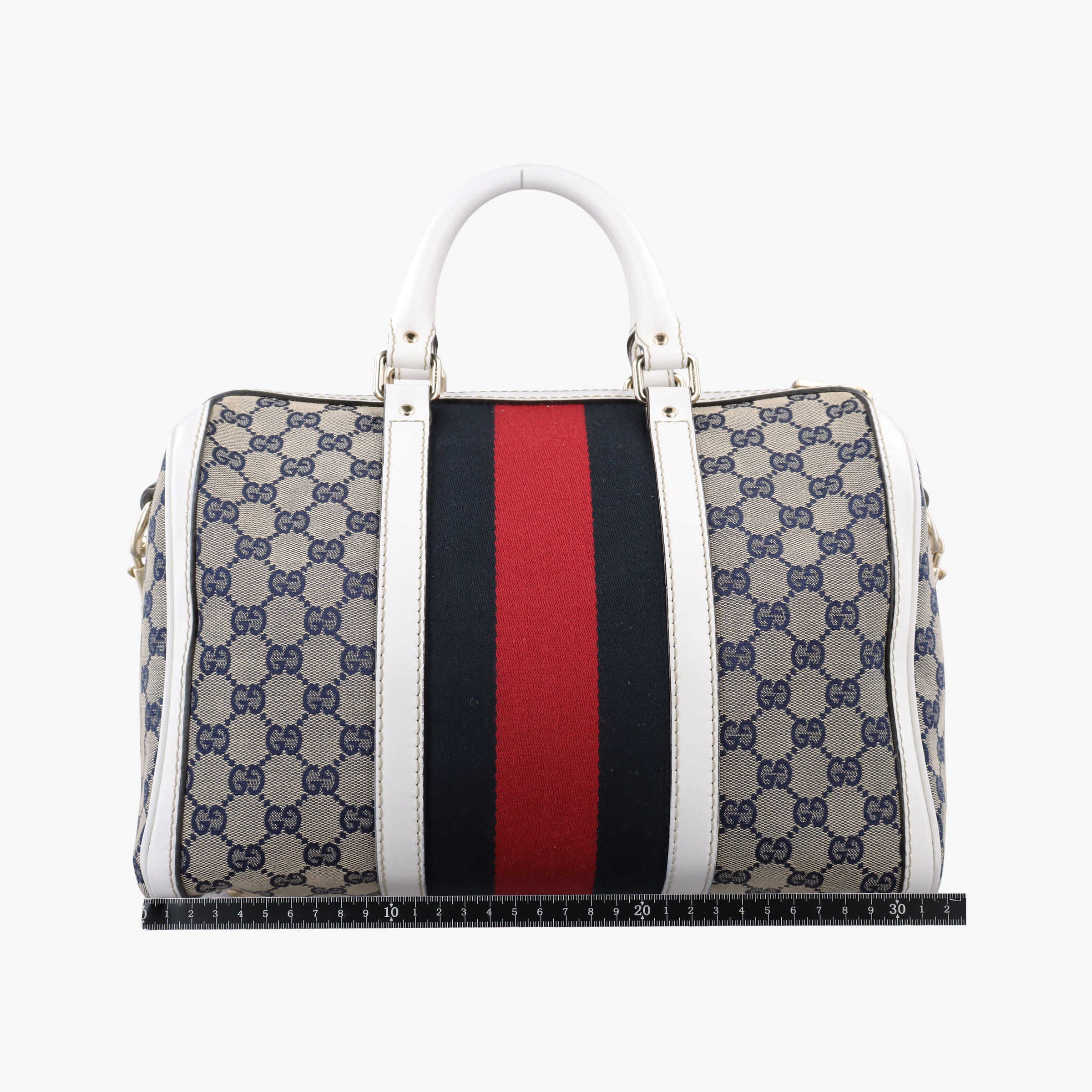 Pre-owned Gucci Sherry Line White×Beige×Multi Canvas × Leather 247205 shoulderbag | stylenewstar