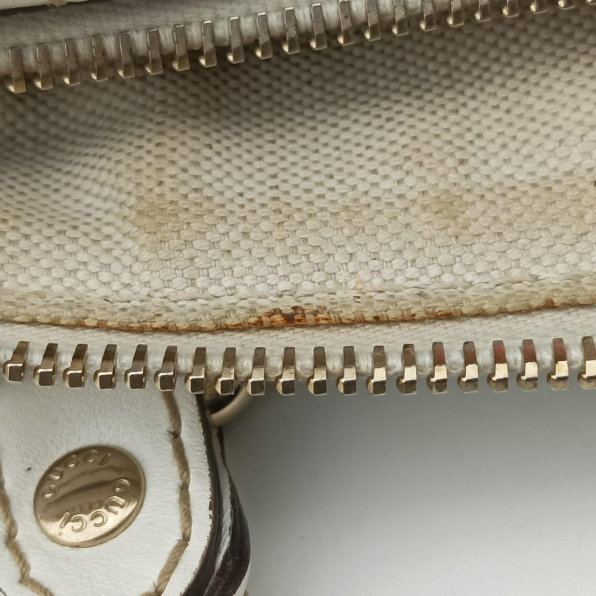 Pre-owned Gucci Sherry Line White×Beige×Multi Canvas × Leather 247205 shoulderbag | stylenewstar