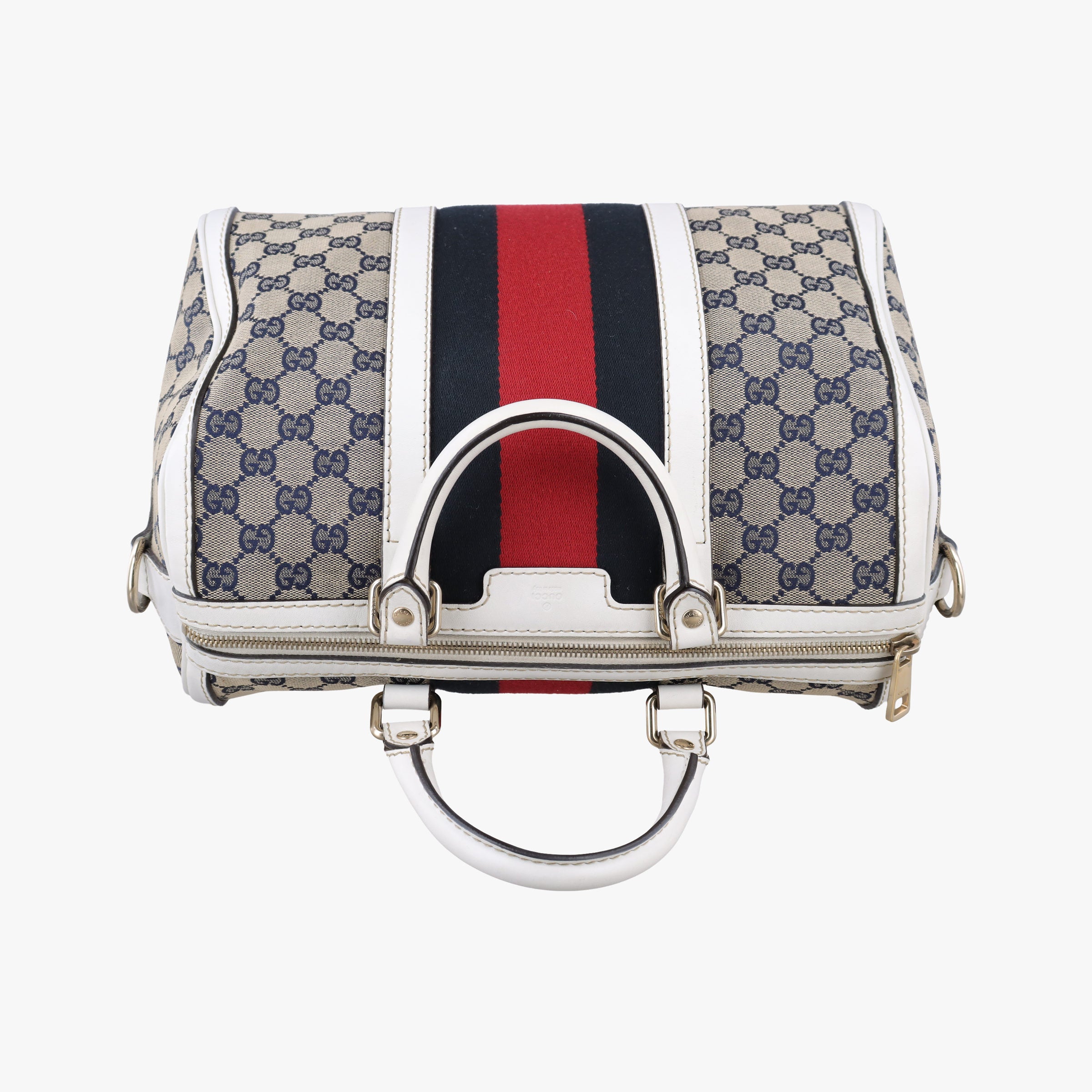 Pre-owned Gucci Sherry Line White×Beige×Multi Canvas × Leather 247205 shoulderbag | stylenewstar