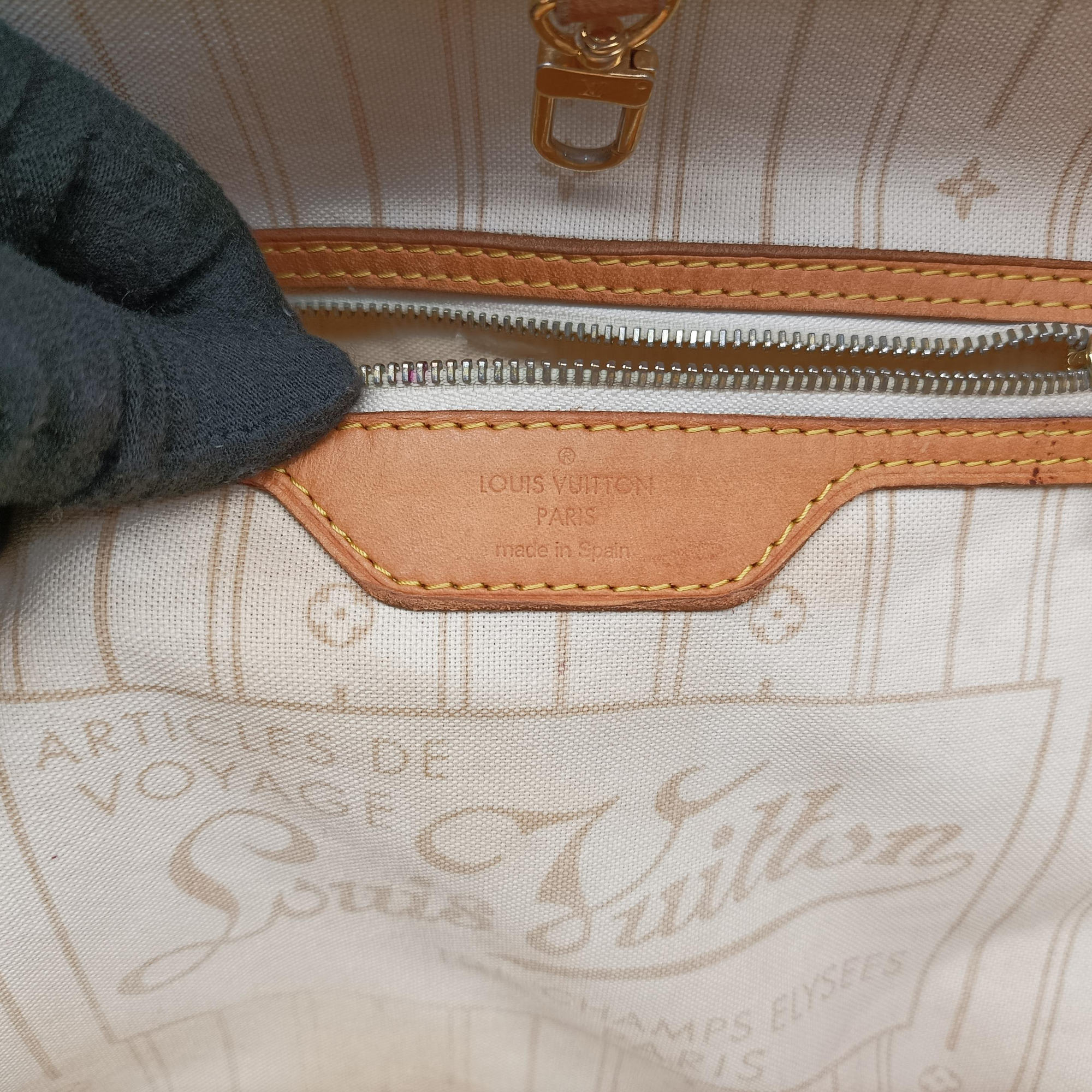 Secondhand Louis Vuitton Neverfull MM Azur Damier Canvas N51107 shoulderbag | stylenewstar