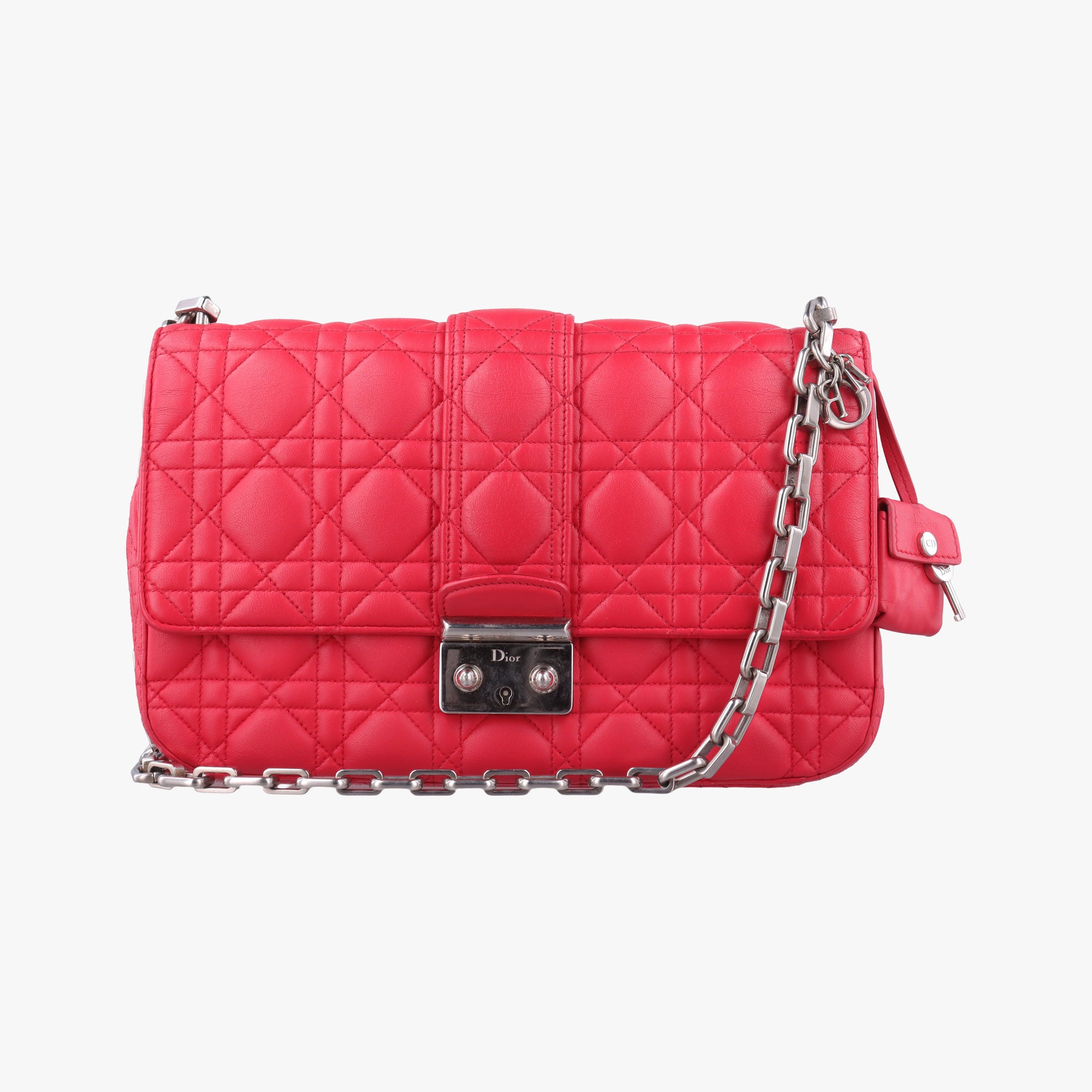 Pre-owned Christian Dior Miss Dior CANNAGE New Lock Red lambskin  shoulderbag | stylenewstar
