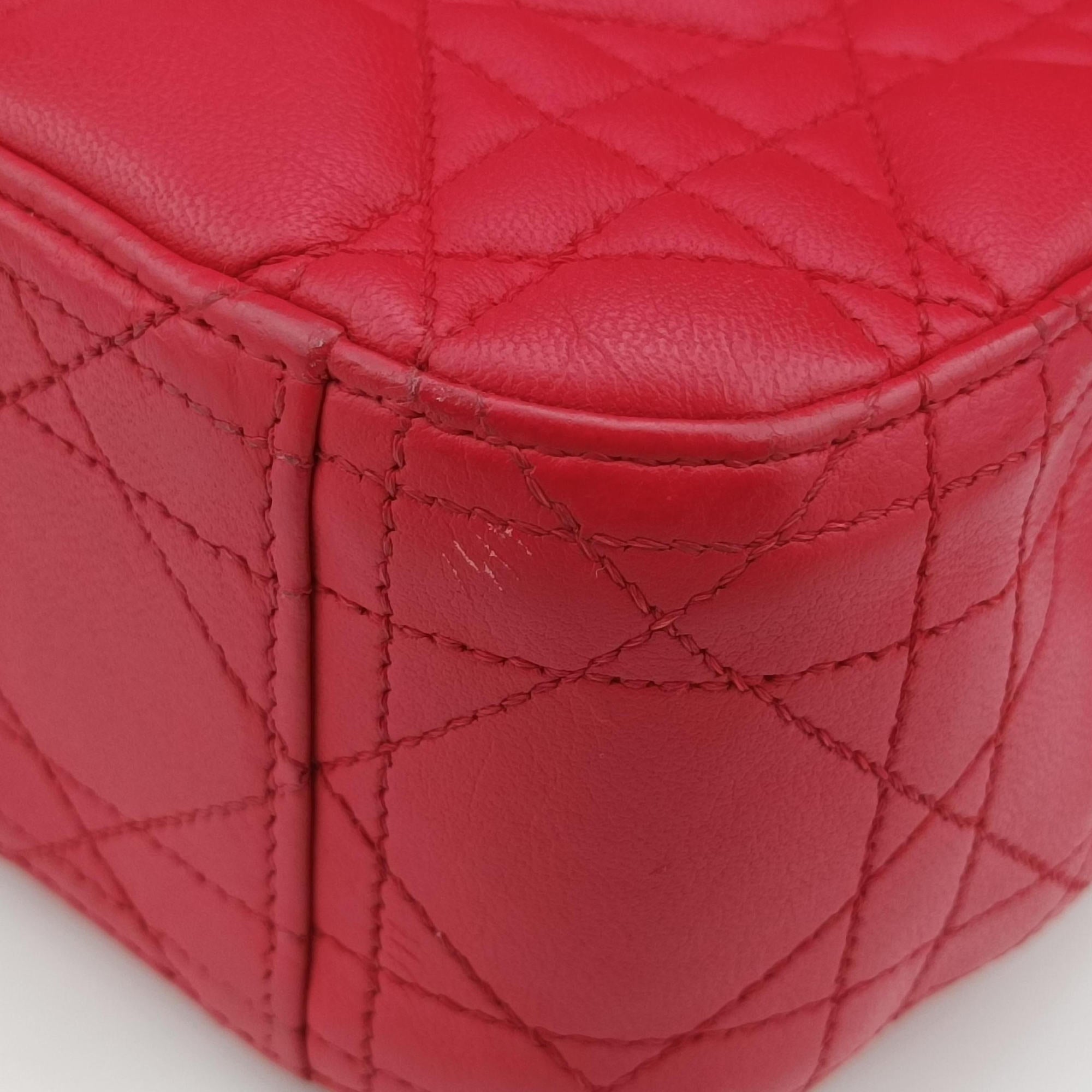 Pre-owned Christian Dior Miss Dior CANNAGE New Lock Red lambskin  shoulderbag | stylenewstar