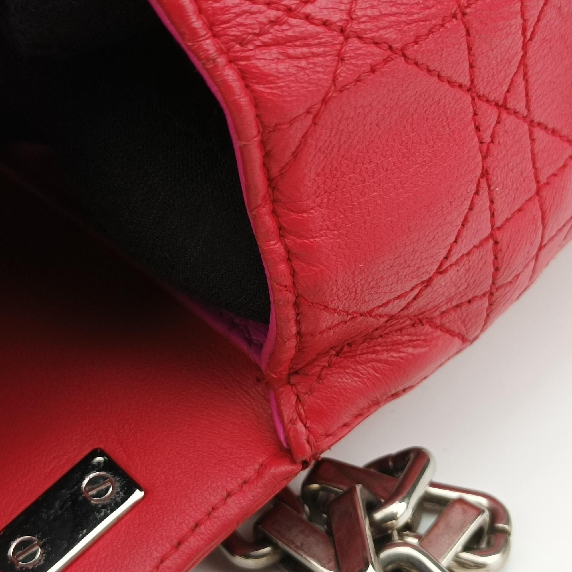 Pre-owned Christian Dior Miss Dior CANNAGE New Lock Red lambskin  shoulderbag | stylenewstar