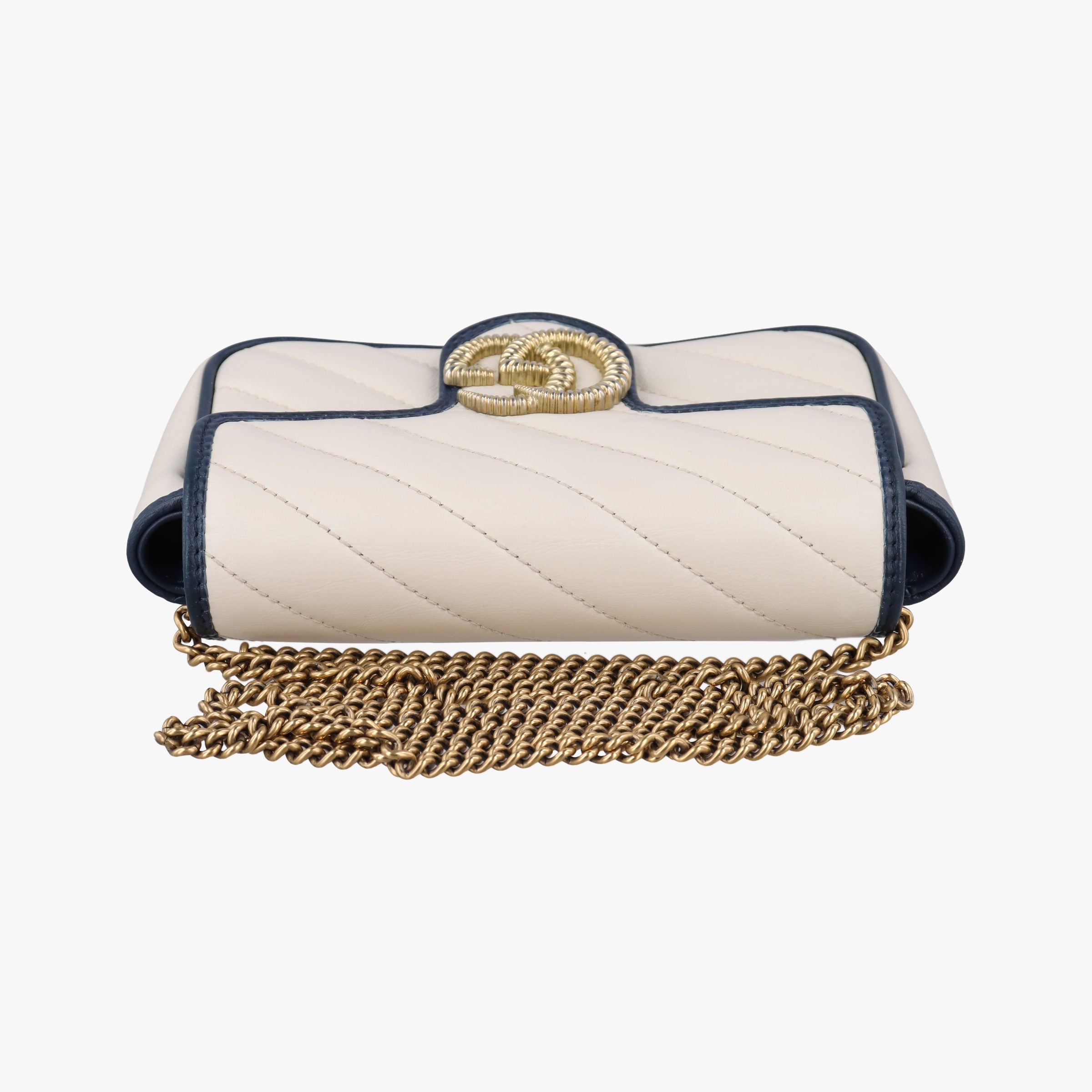 Secondhand Gucci GG Marmont White×navy Leather 574969 shoulderbag | stylenewstar