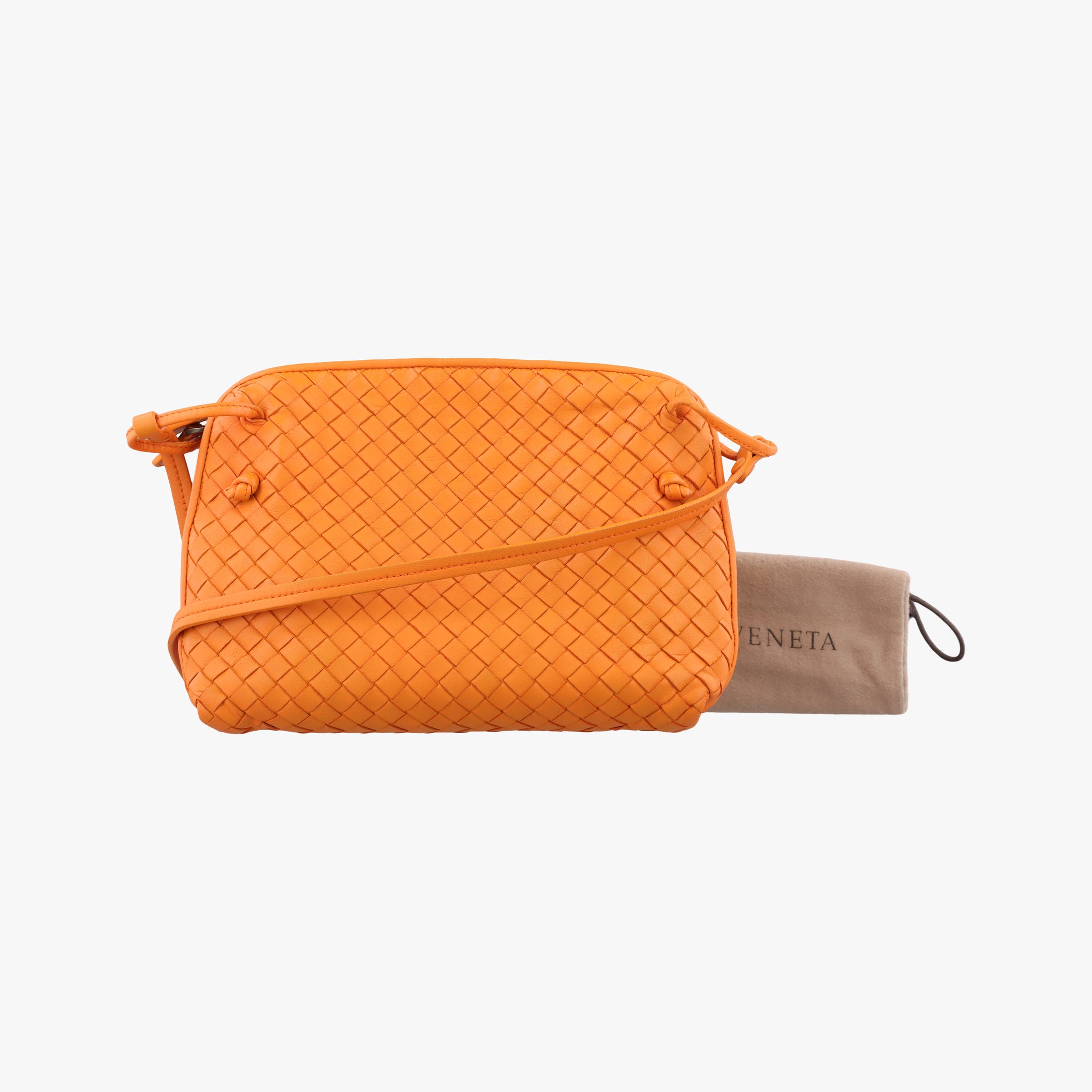 Pre-owned Bottega Veneta NODINI Intrecciato Orange lambskin  shoulderbag | stylenewstar