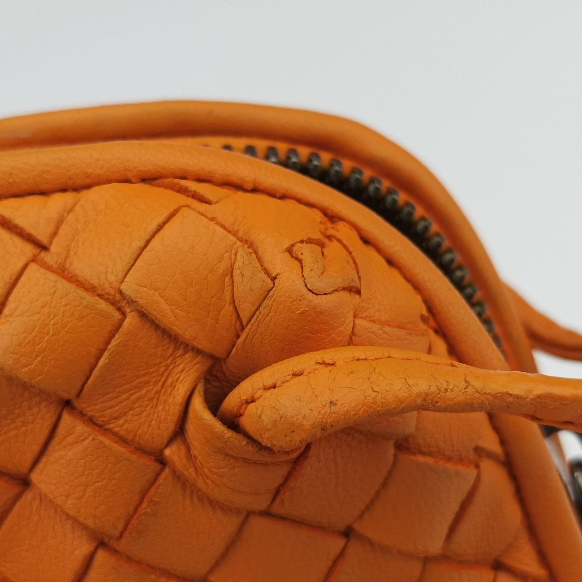 Pre-owned Bottega Veneta NODINI Intrecciato Orange lambskin  shoulderbag | stylenewstar