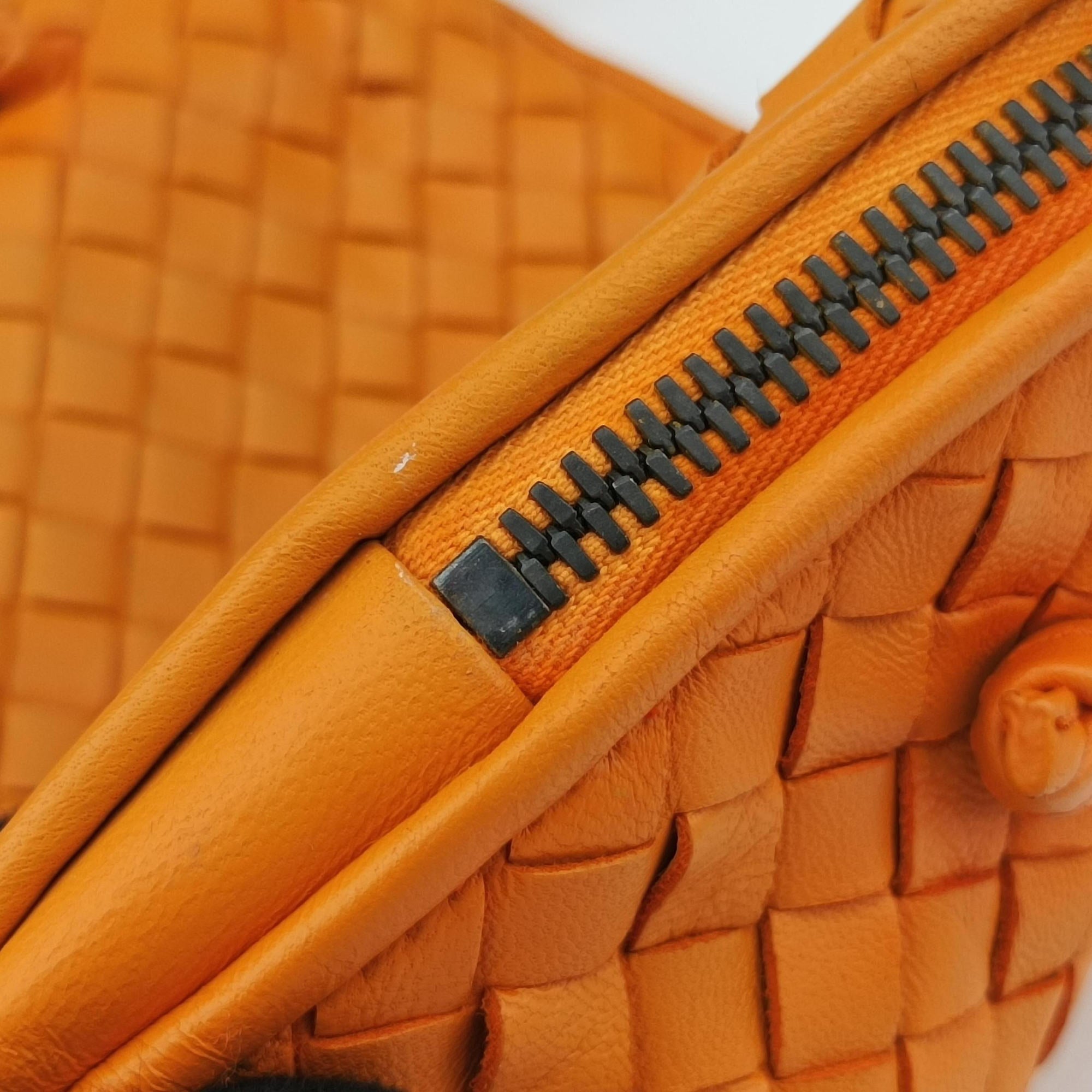 Pre-owned Bottega Veneta NODINI Intrecciato Orange lambskin  shoulderbag | stylenewstar