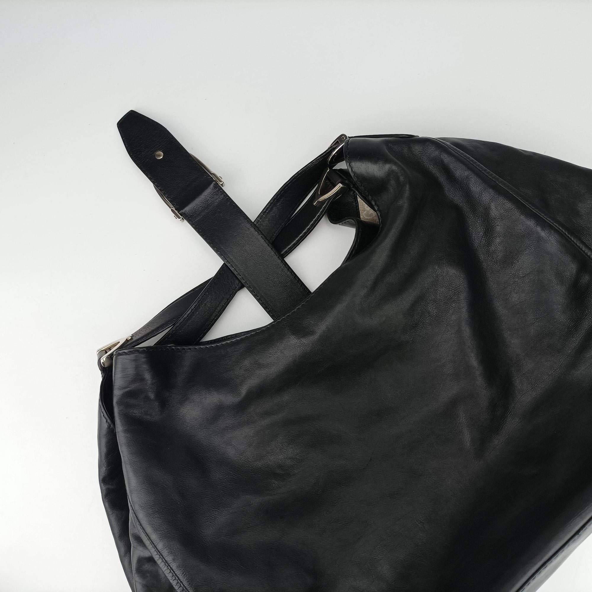 Pre-owned Gucci Stirrup Exotic Horsebit Black Leather 296855 shoulderbag | stylenewstar