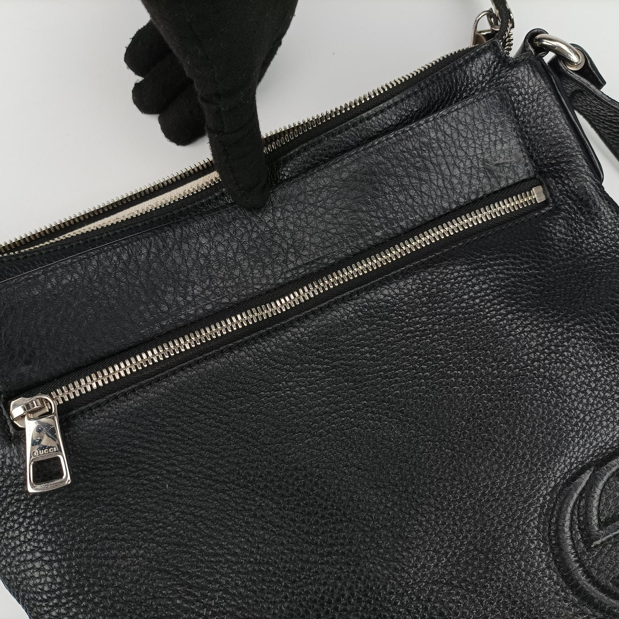 Vintage Gucci Interlocking G Logo Soho Messenger Black Leather 322059 shoulderbag | stylenewstar