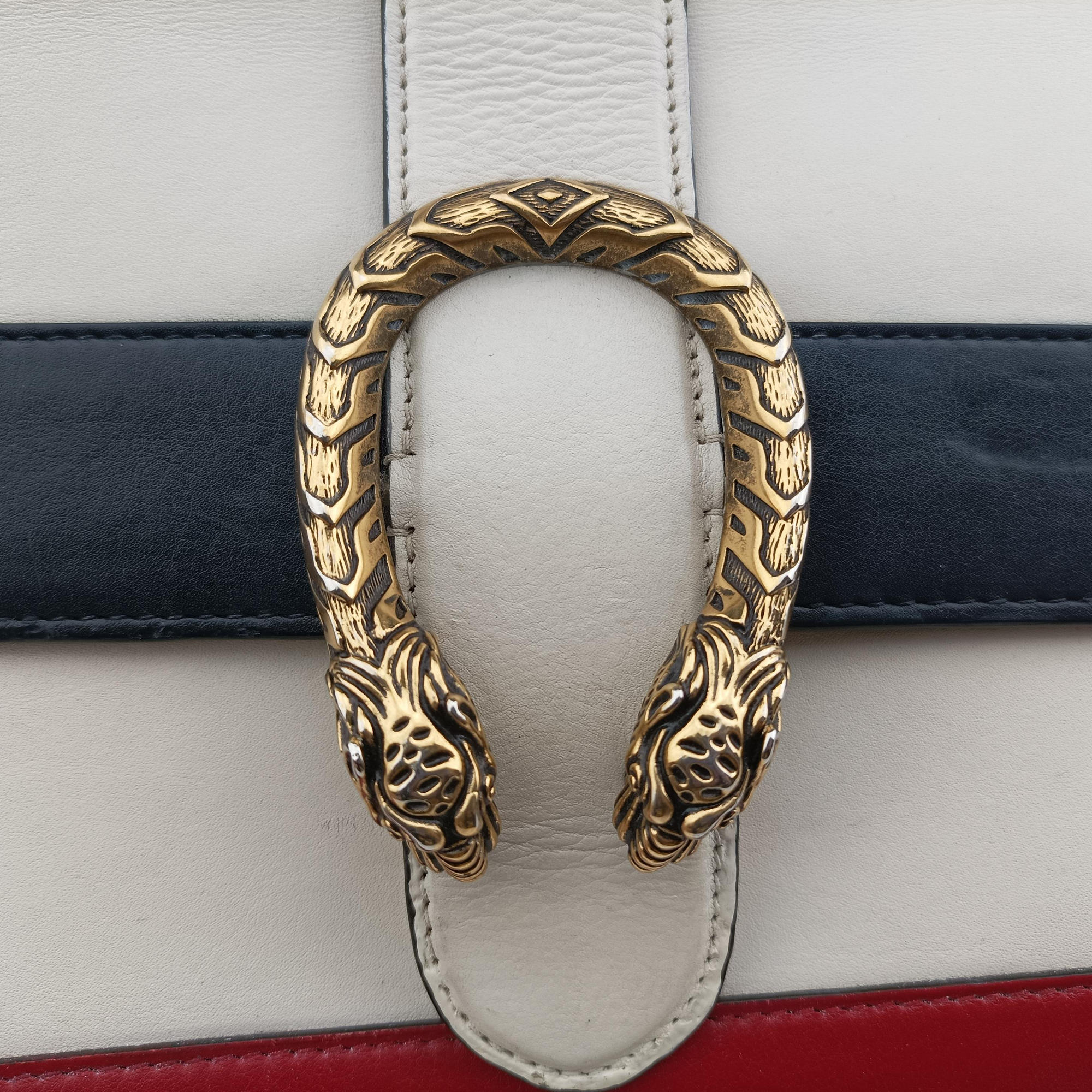Pre-owned Gucci Dionysus White×navy×red Leather 448075 shoulderbag | stylenewstar