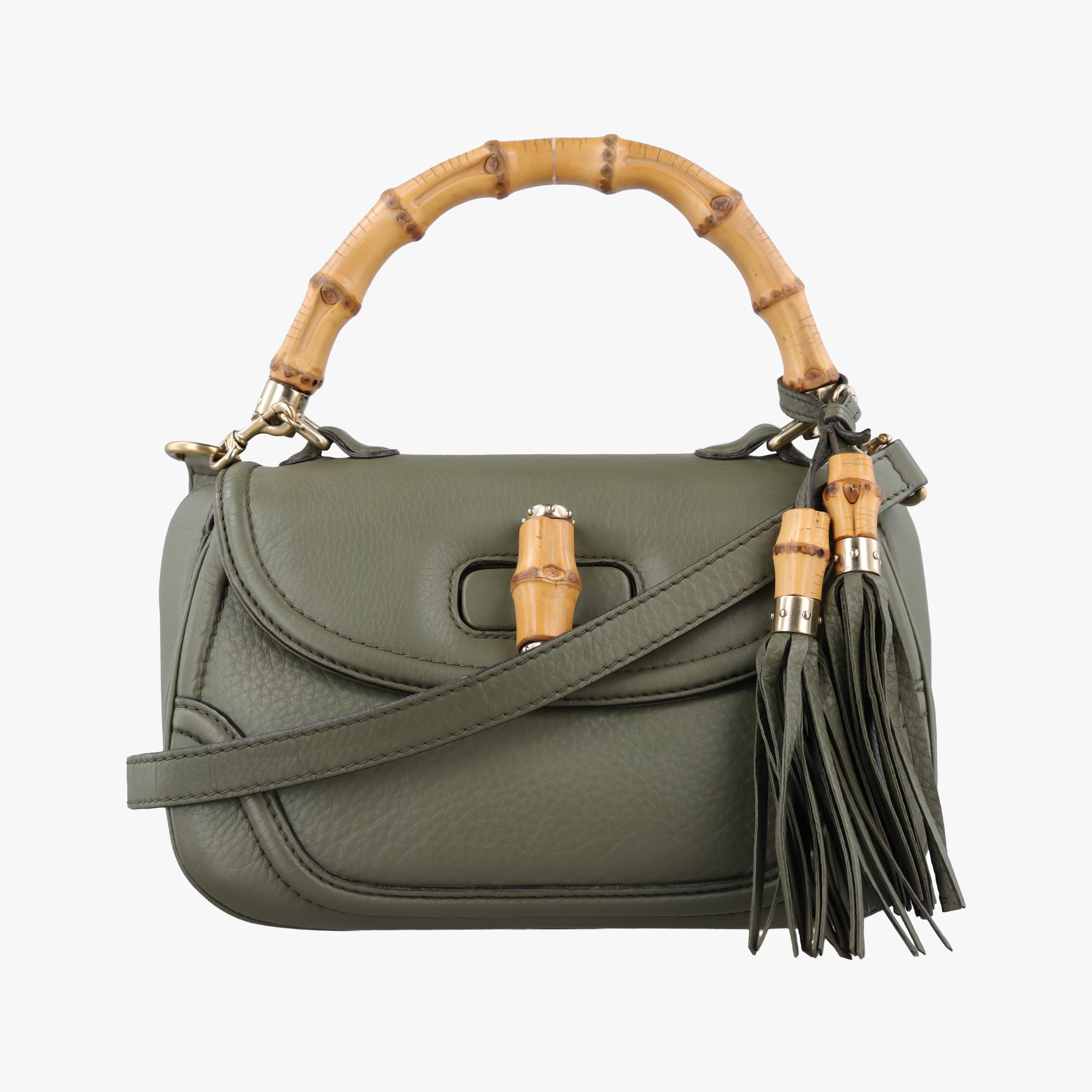 Secondhand Gucci New Bamboo Green Leather 254884 shoulderbag | stylenewstar