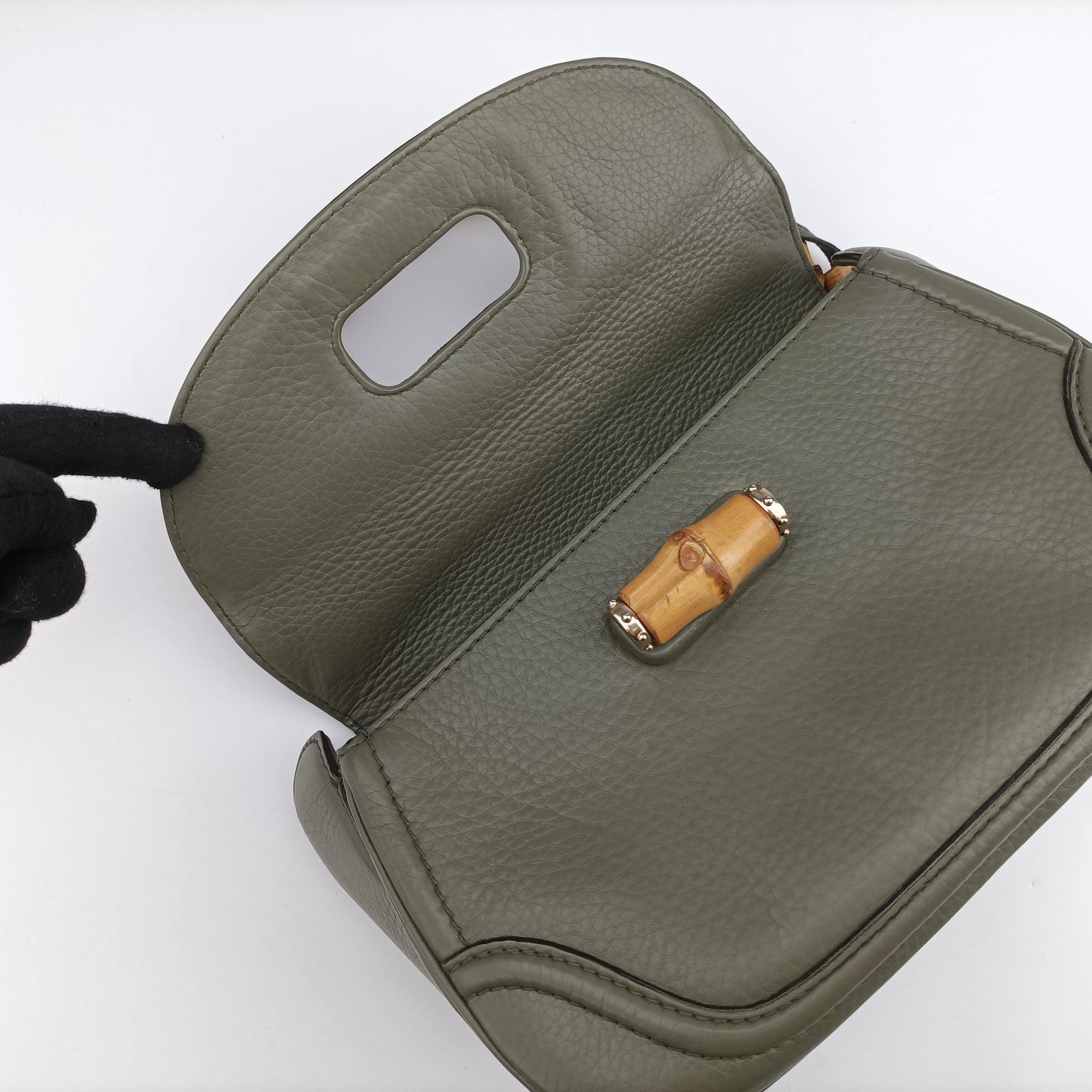 Secondhand Gucci New Bamboo Green Leather 254884 shoulderbag | stylenewstar