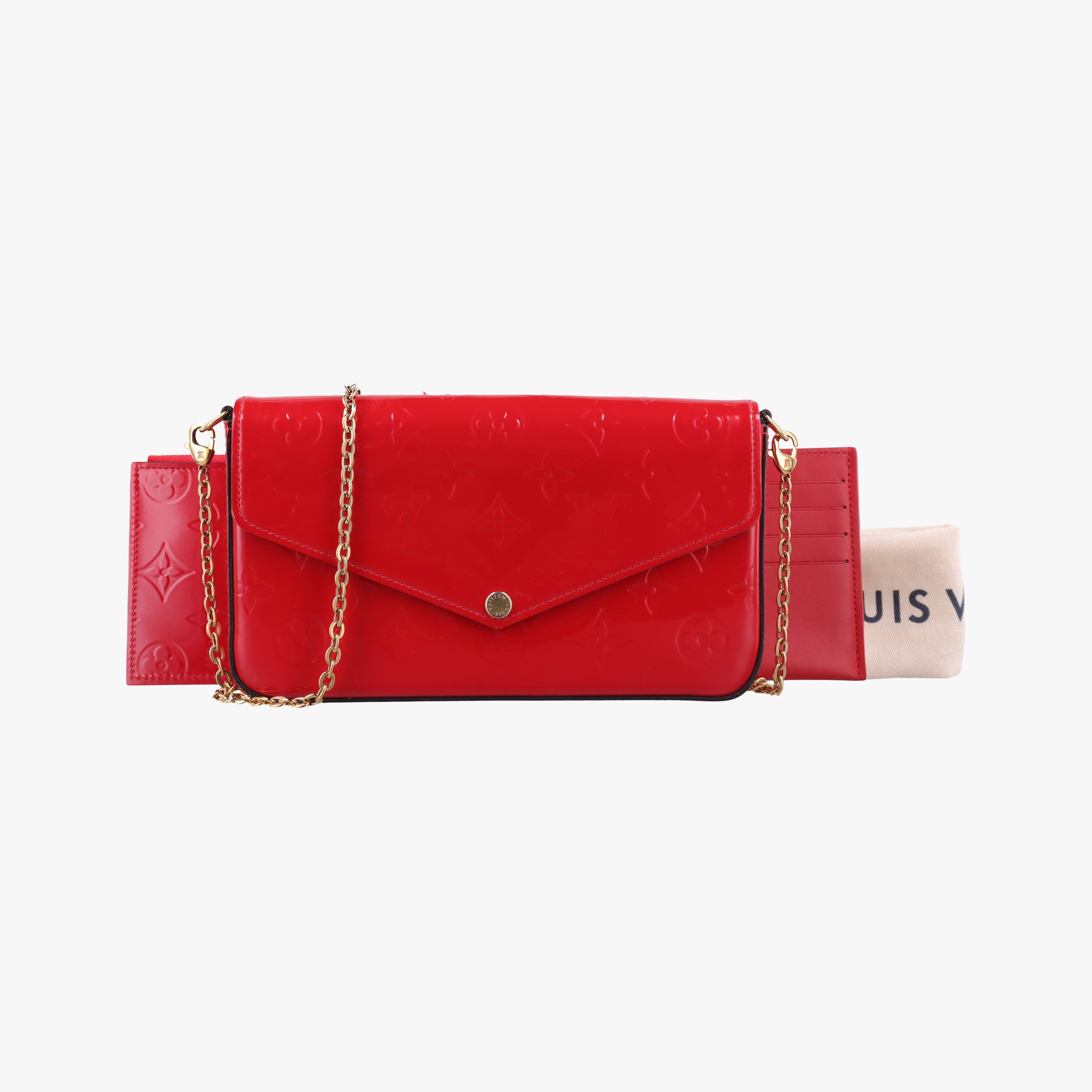 Pre-owned Louis Vuitton Pochette Felicie CERISE Vernis M61293 shoulderbag | stylenewstar
