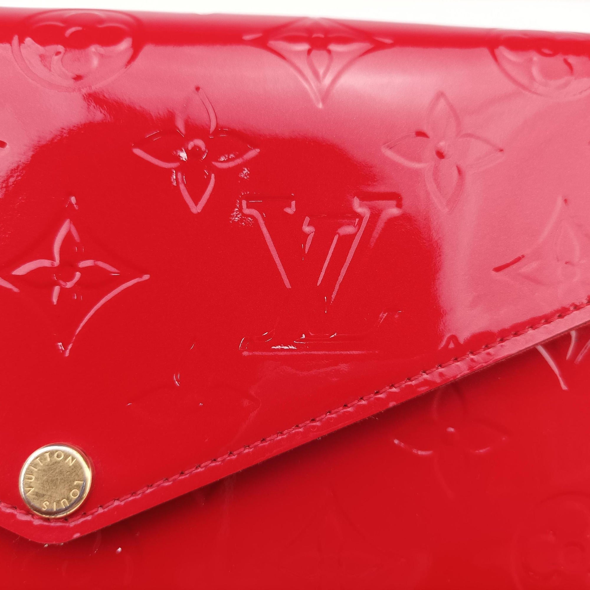 Pre-owned Louis Vuitton Pochette Felicie CERISE Vernis M61293 shoulderbag | stylenewstar