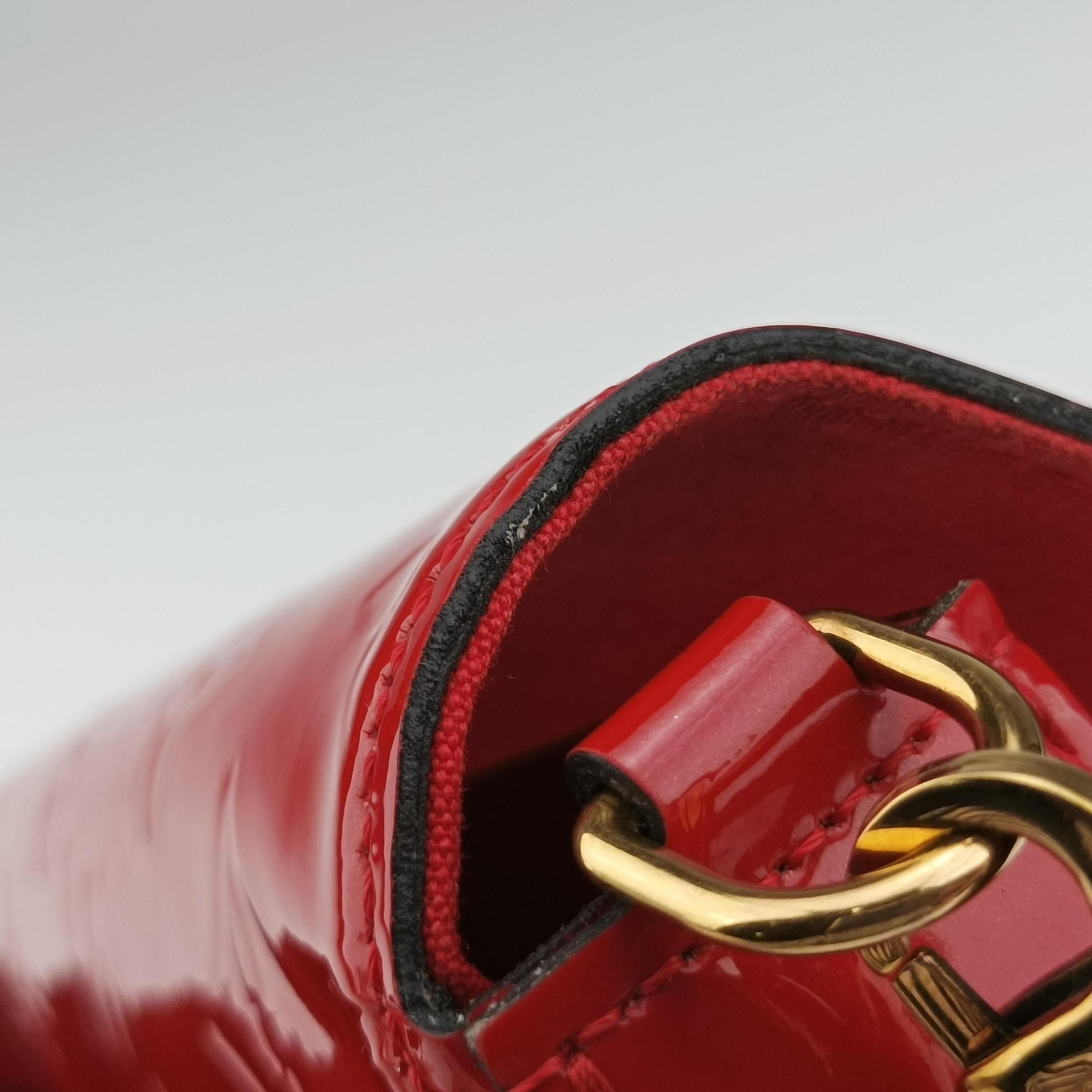 Pre-owned Louis Vuitton Pochette Felicie CERISE Vernis M61293 shoulderbag | stylenewstar