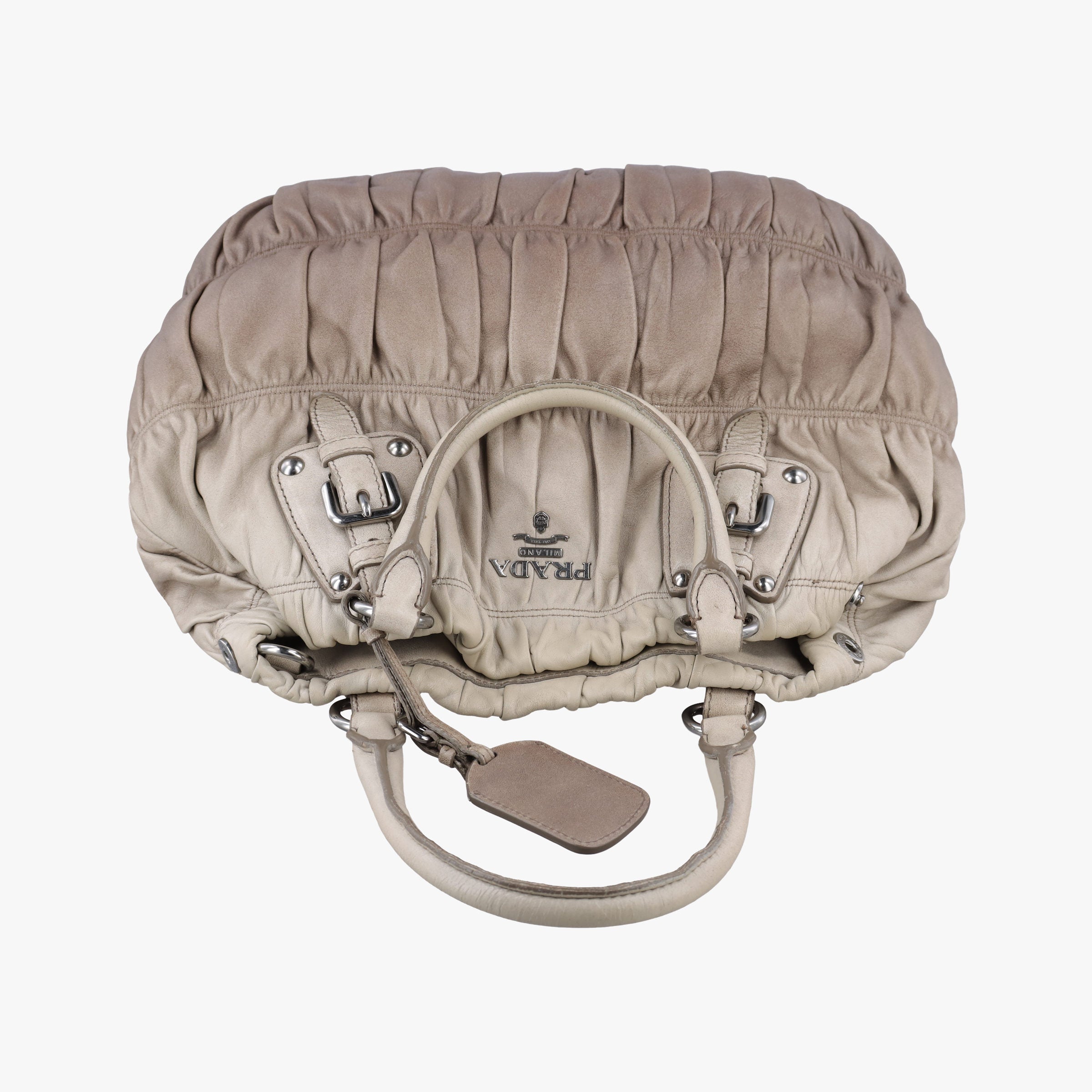 Pre-owned Prada Gaufre Brown × Beige lambskin BN1702 shoulderbag | stylenewstar