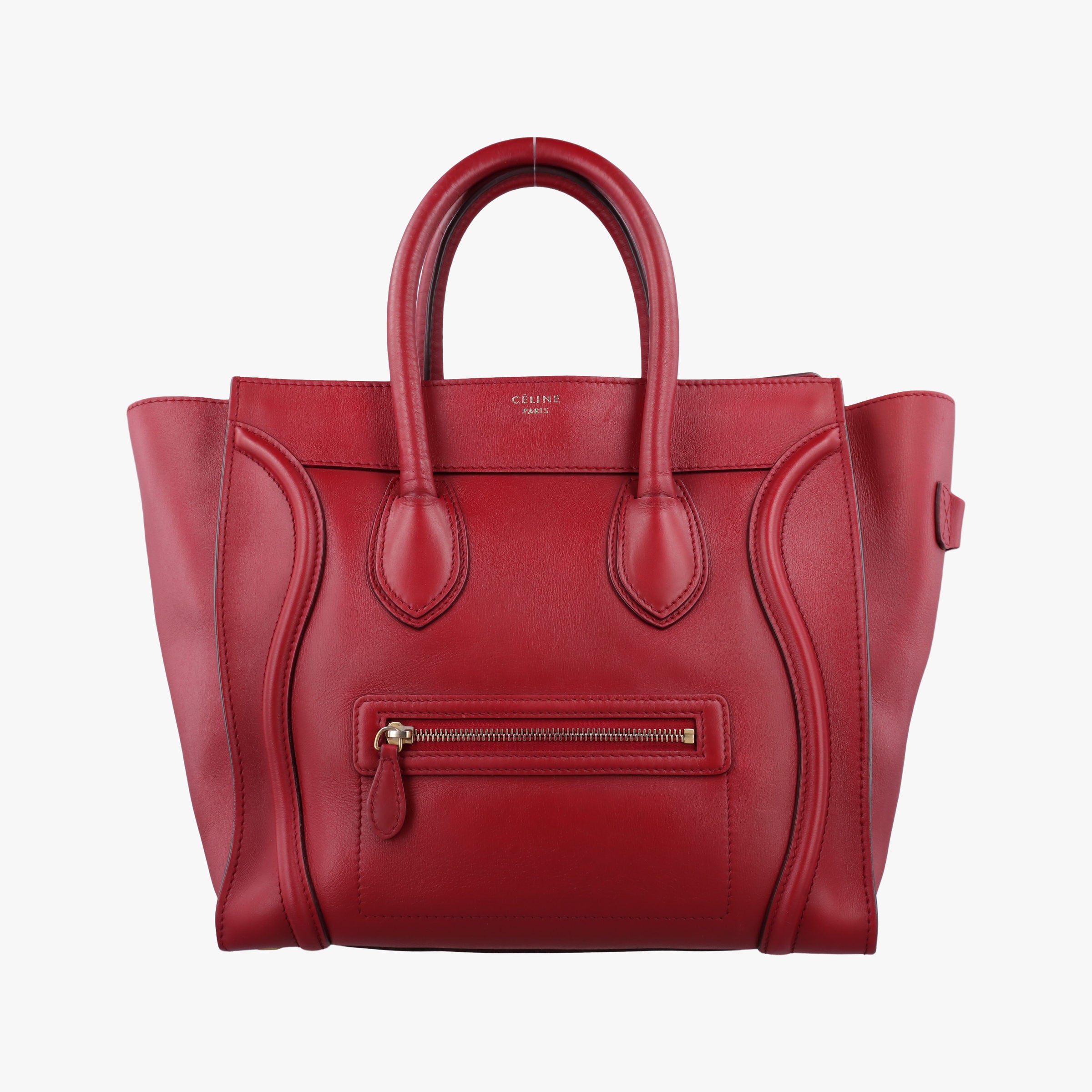 Pre-owned Celine Luggage Mini Shopper Red Leather  handbag | stylenewstar