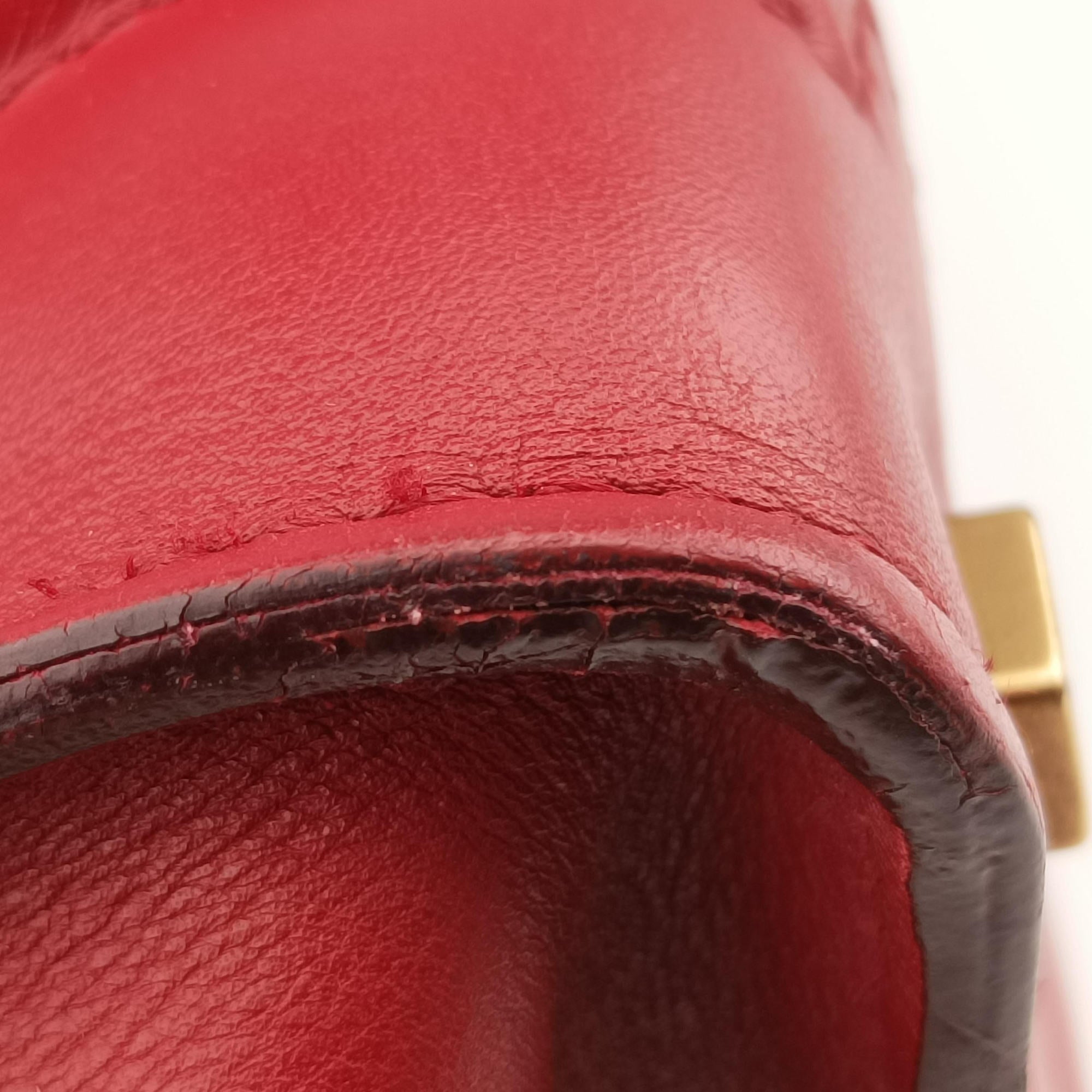 Pre-owned Celine Luggage Mini Shopper Red Leather  handbag | stylenewstar