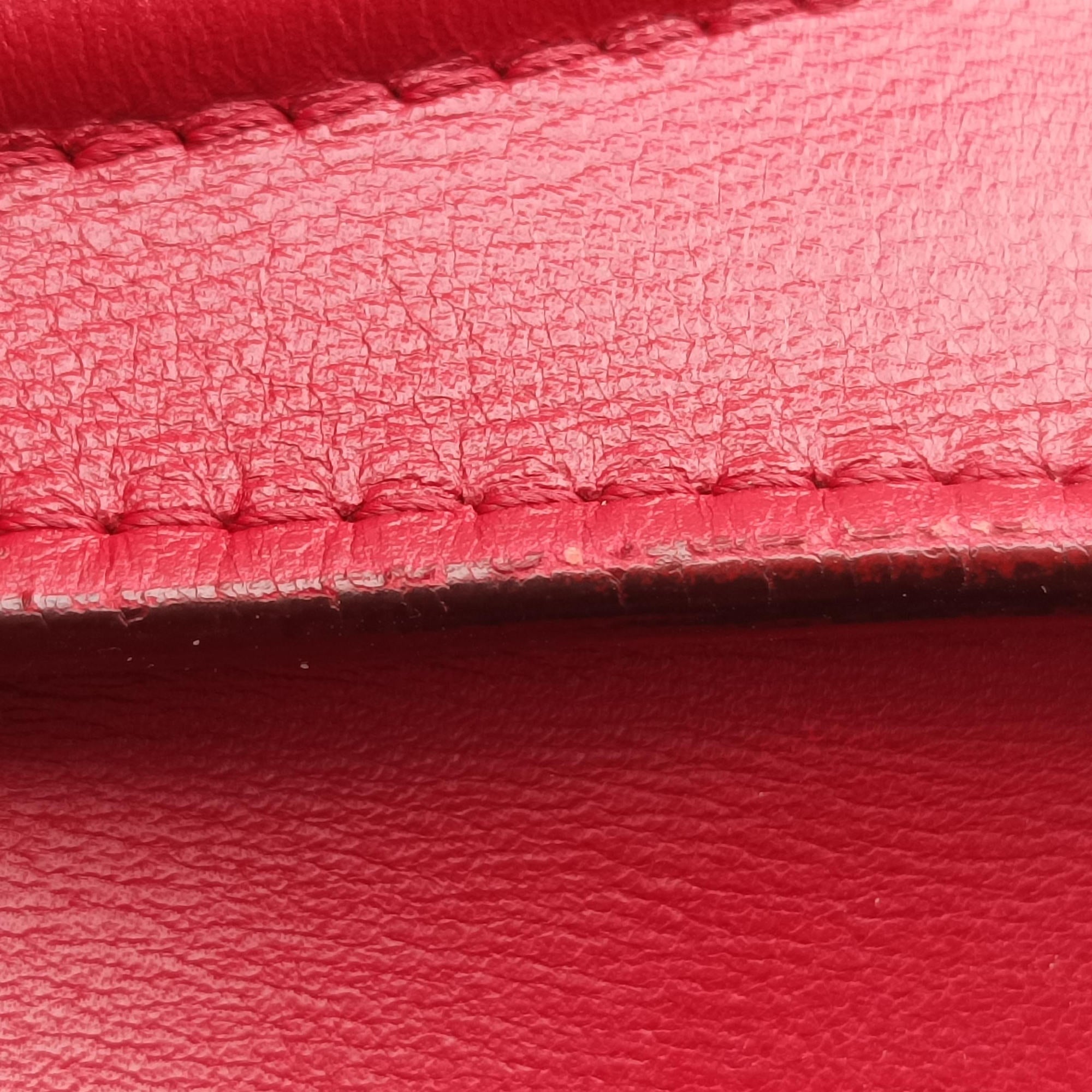 Pre-owned Celine Luggage Mini Shopper Red Leather  handbag | stylenewstar