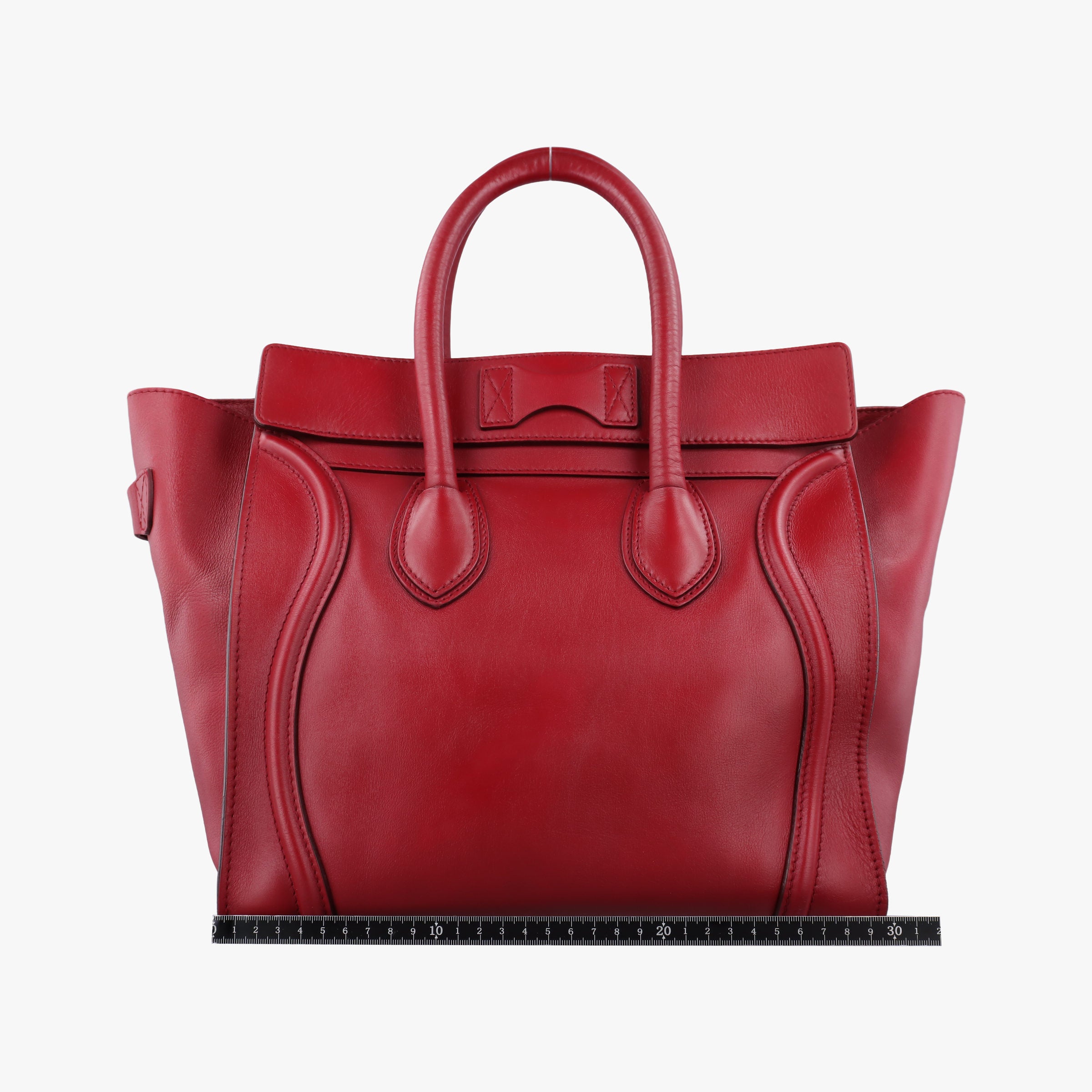 Pre-owned Celine Luggage Mini Shopper Red Leather  handbag | stylenewstar