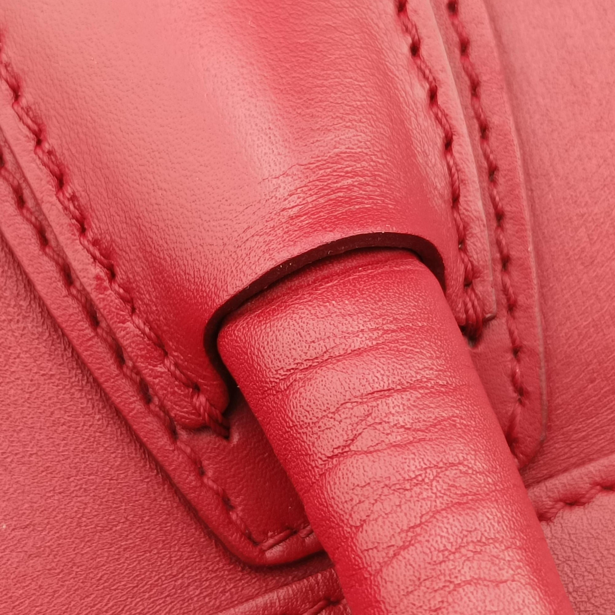 Pre-owned Celine Luggage Mini Shopper Red Leather  handbag | stylenewstar