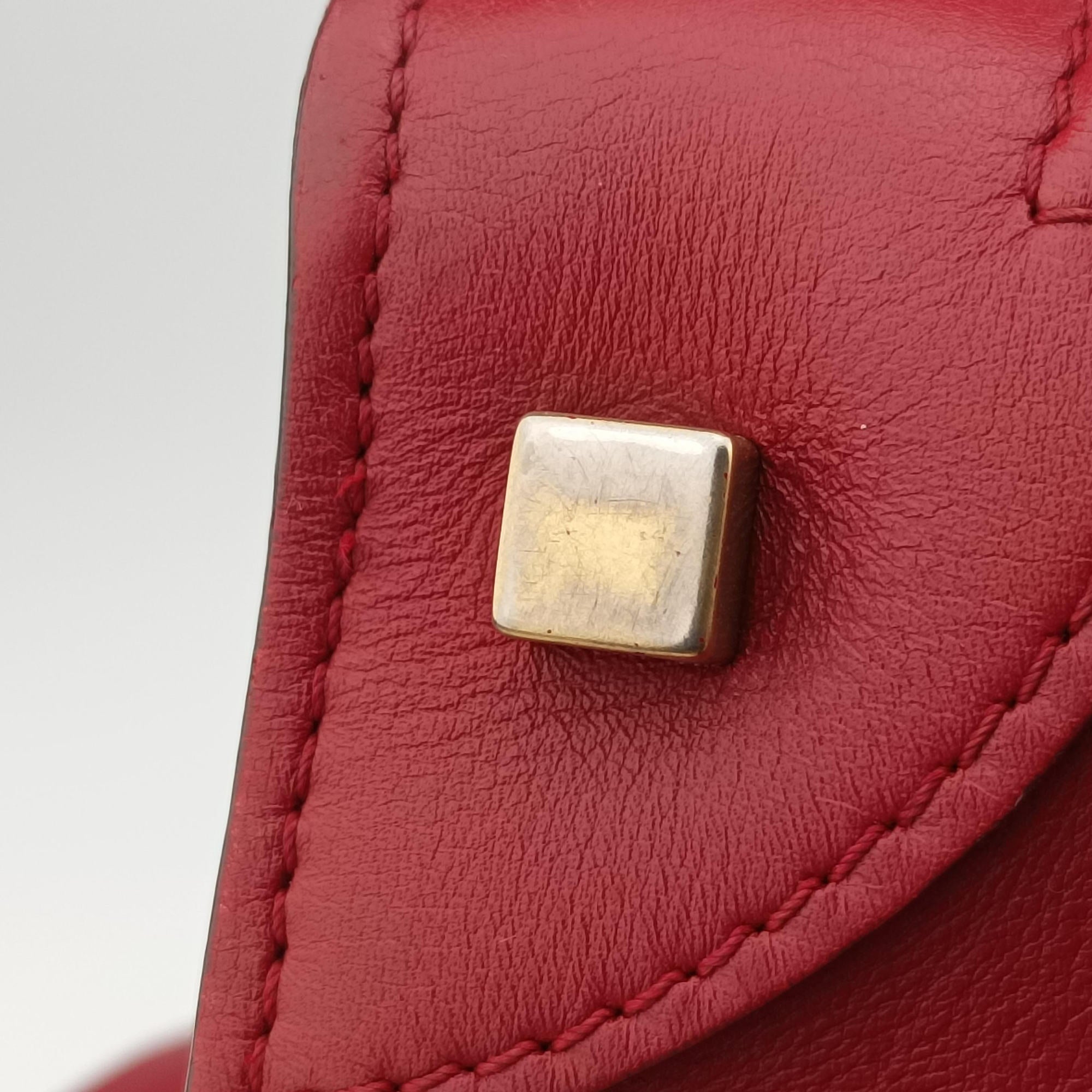 Pre-owned Celine Luggage Mini Shopper Red Leather  handbag | stylenewstar