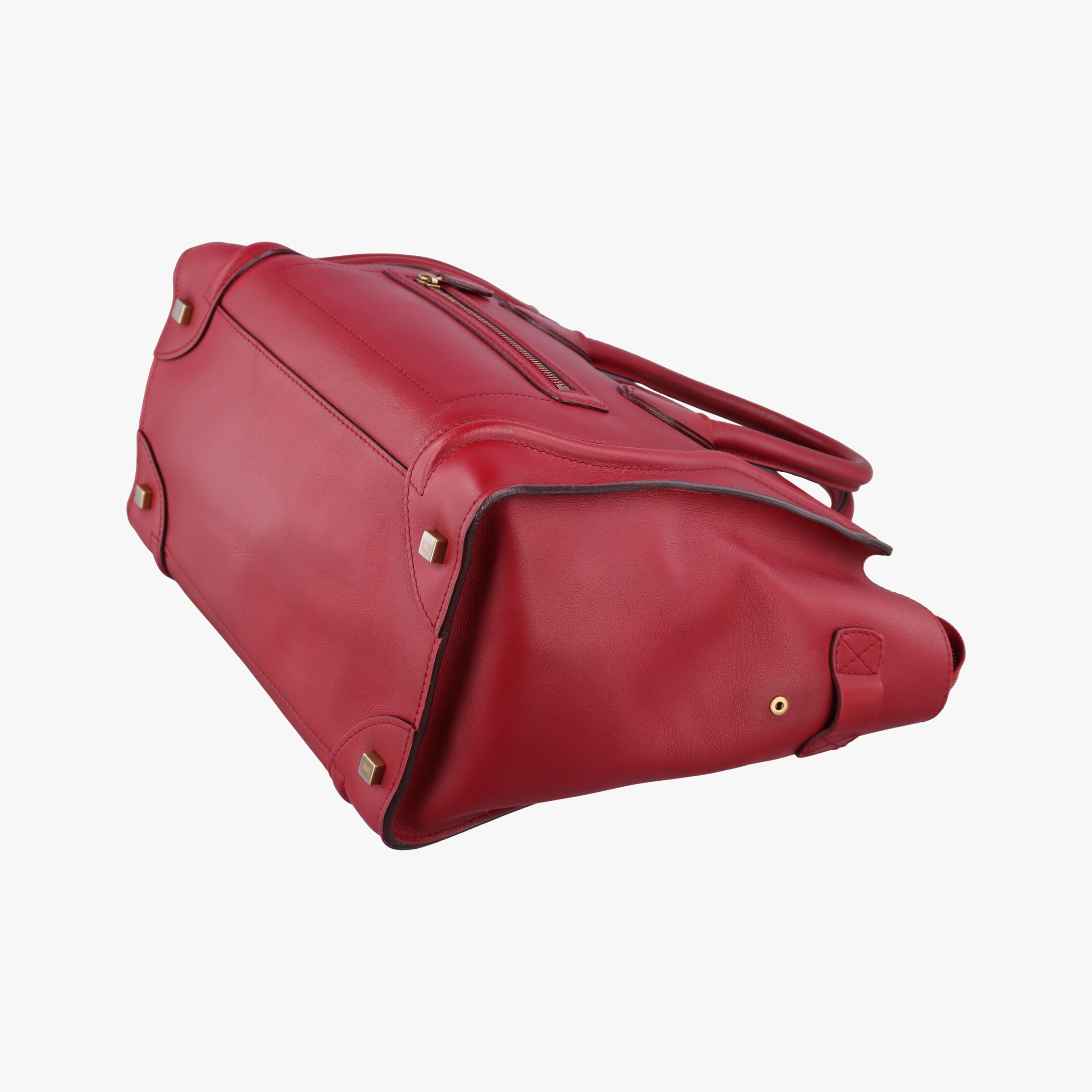 Pre-owned Celine Luggage Mini Shopper Red Leather  handbag | stylenewstar