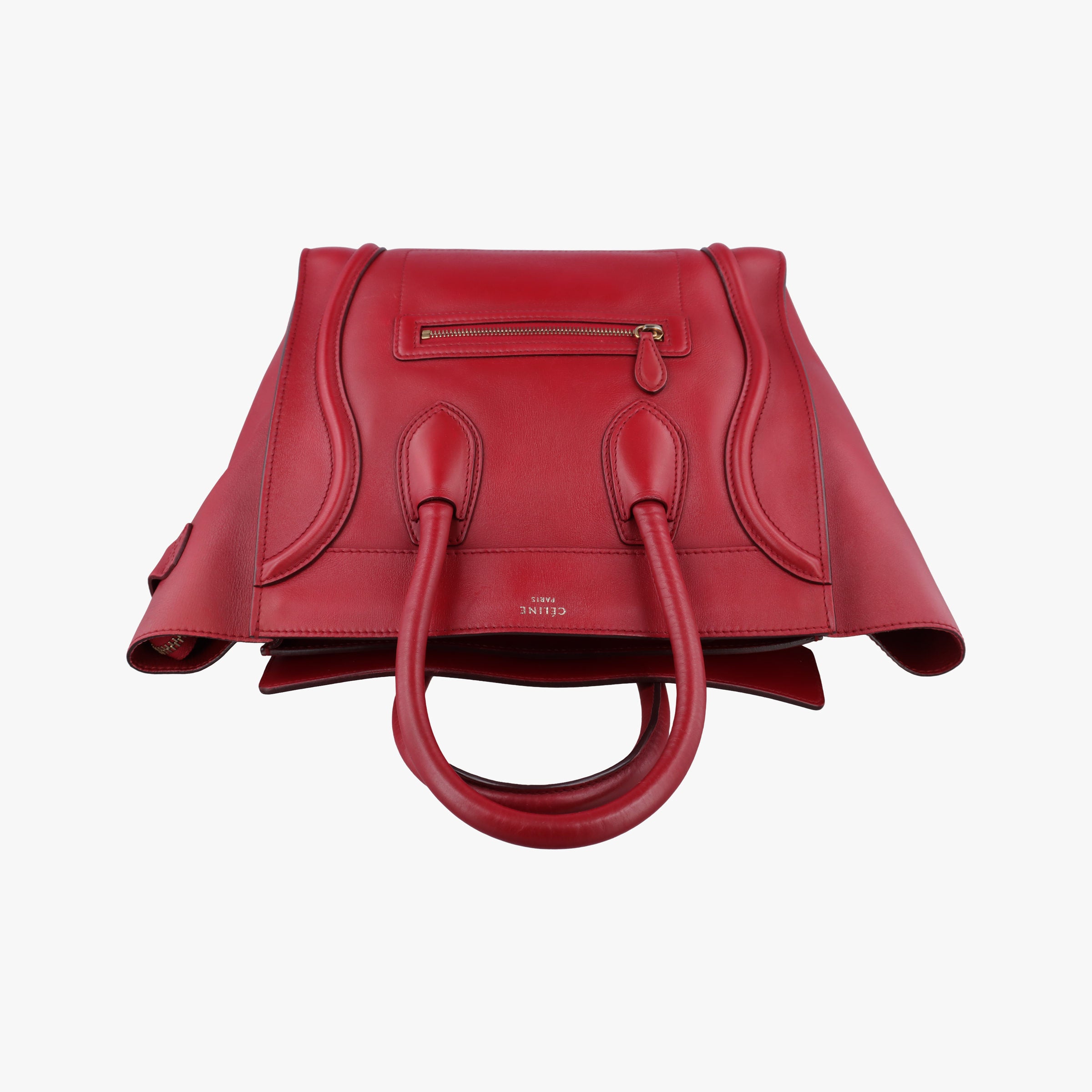 Pre-owned Celine Luggage Mini Shopper Red Leather  handbag | stylenewstar