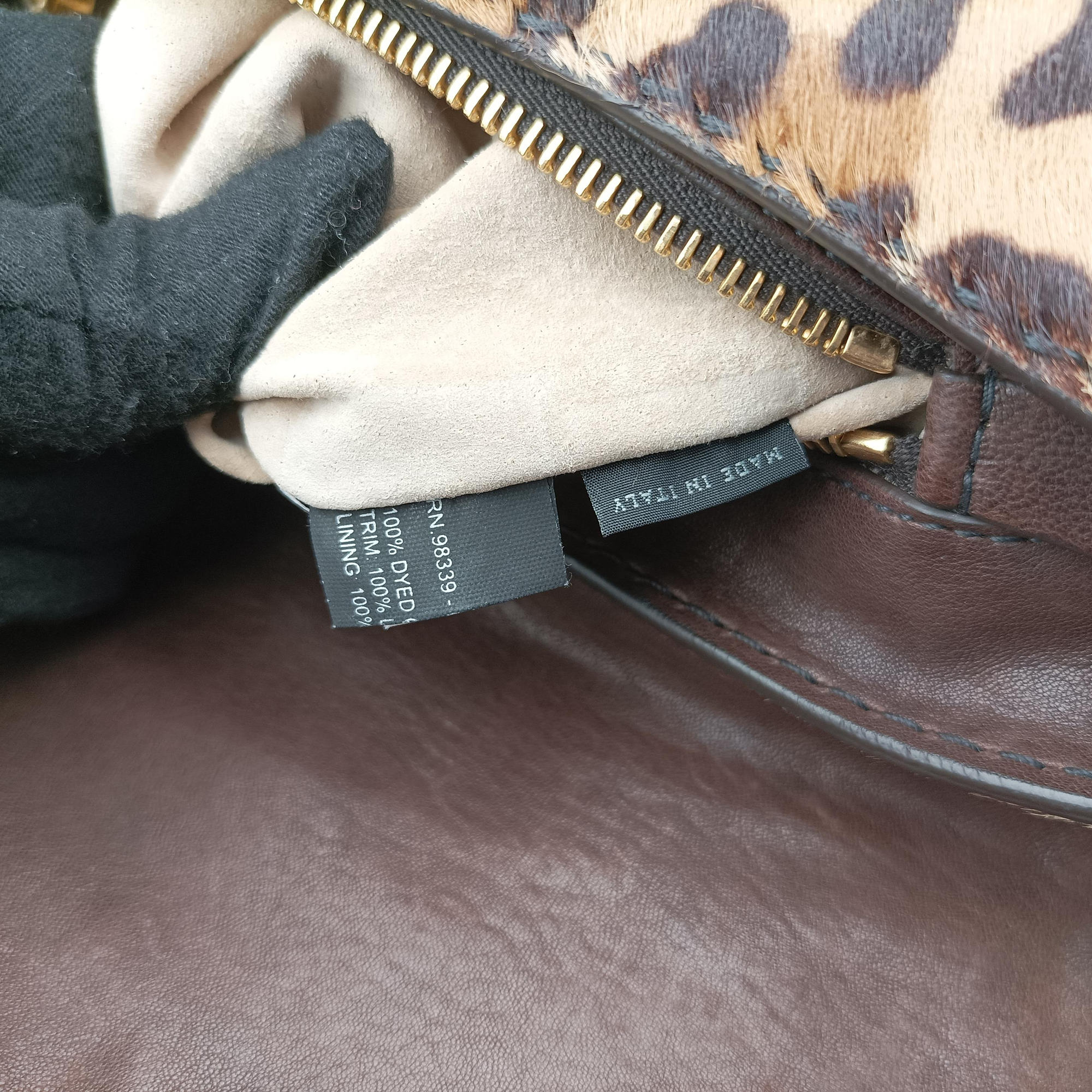 Pre-owned Prada Leopard Print Brown×Multicolour ponyhair  shoulderbag | stylenewstar