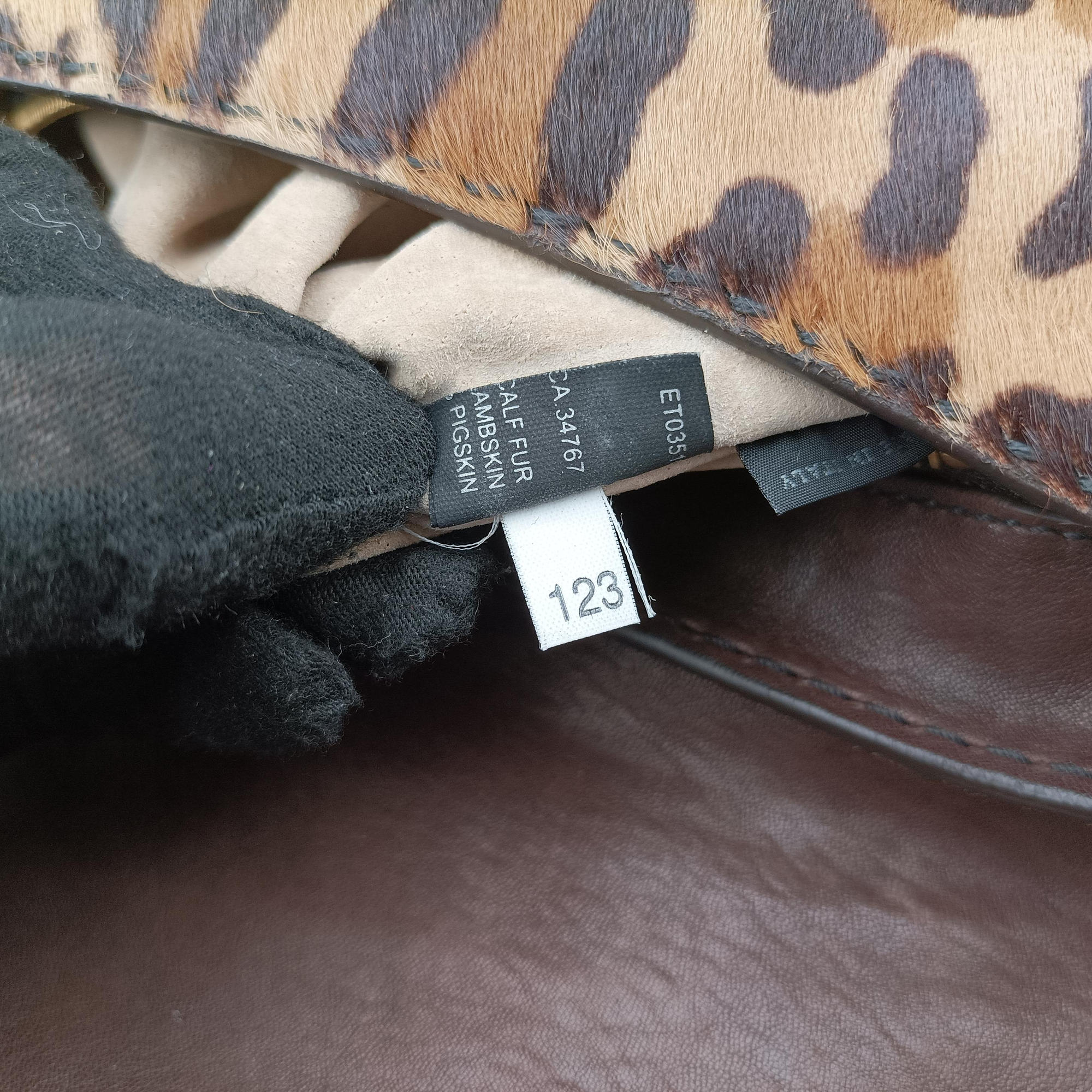 Pre-owned Prada Leopard Print Brown×Multicolour ponyhair  shoulderbag | stylenewstar