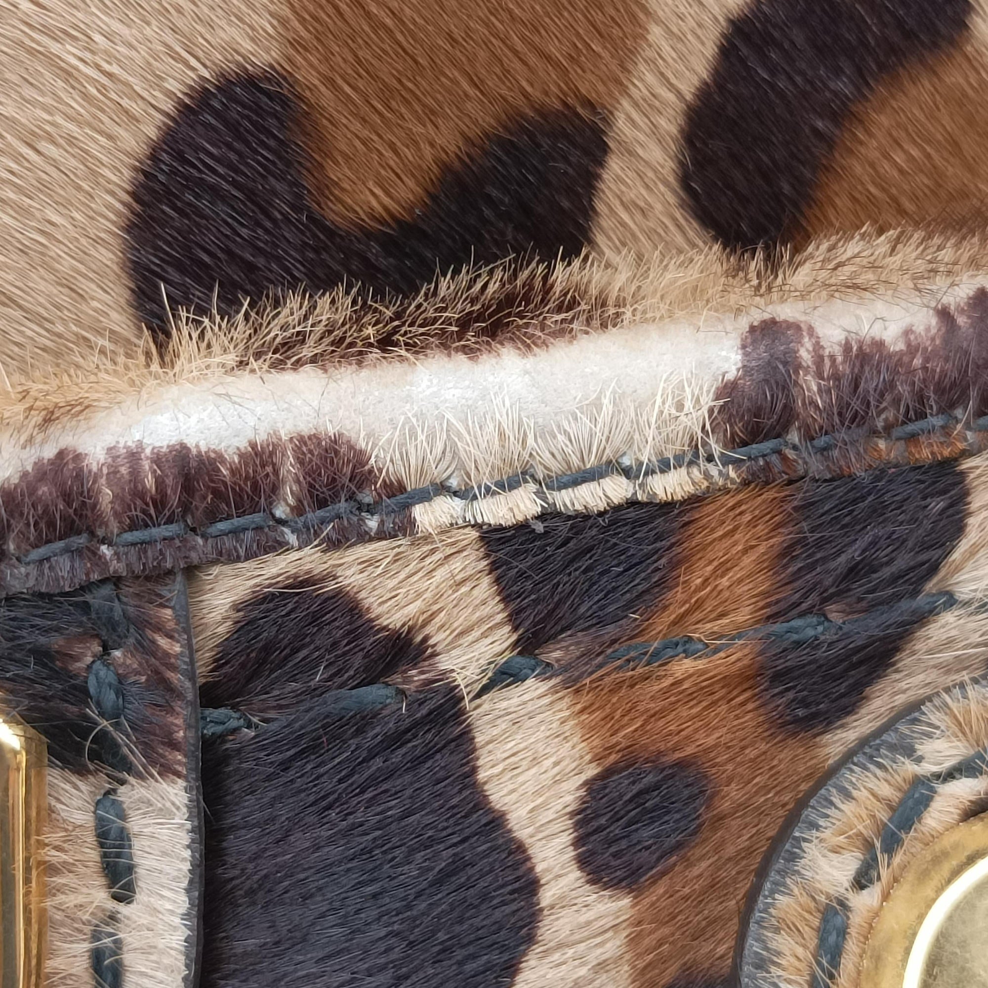Pre-owned Prada Leopard Print Brown×Multicolour ponyhair  shoulderbag | stylenewstar