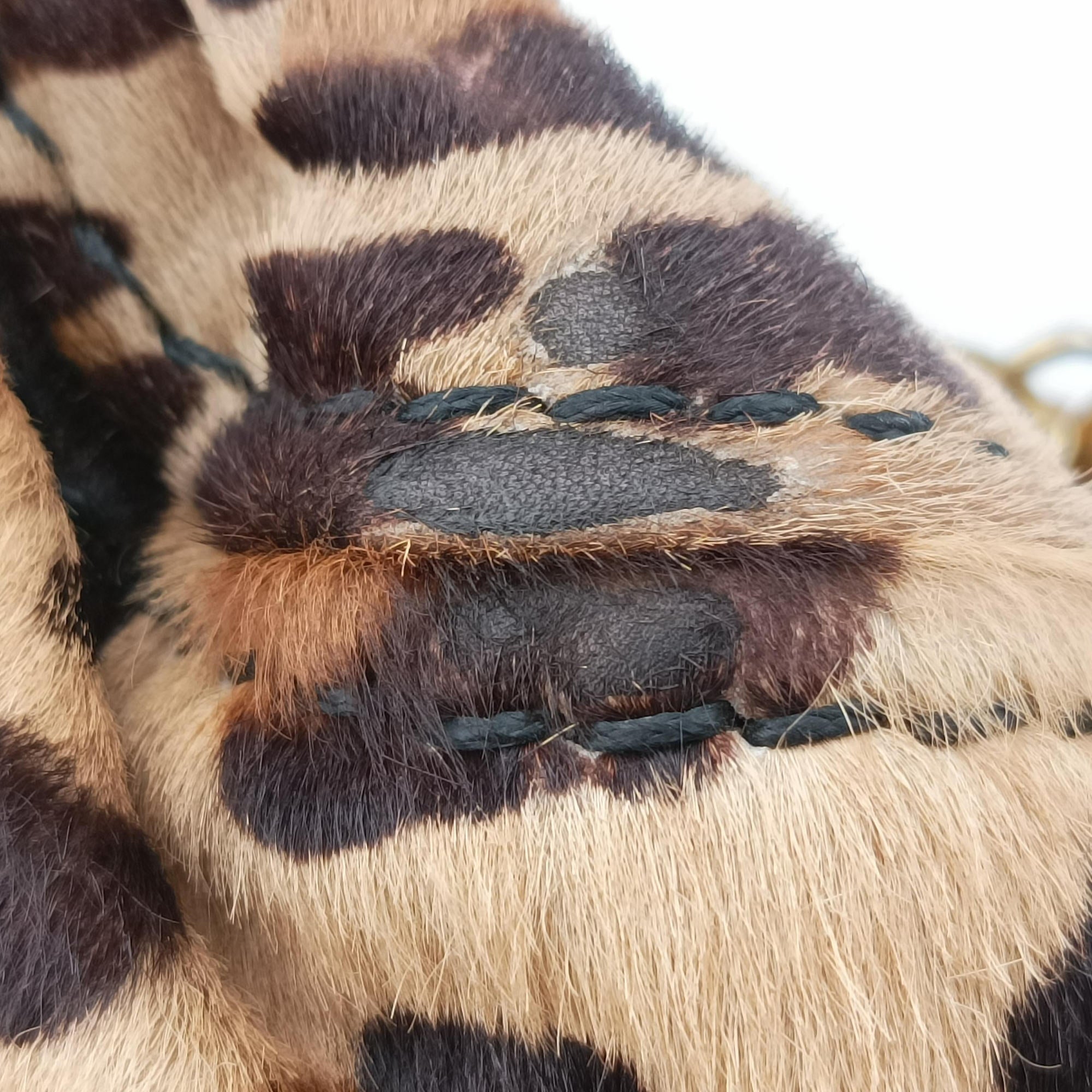 Pre-owned Prada Leopard Print Brown×Multicolour ponyhair  shoulderbag | stylenewstar