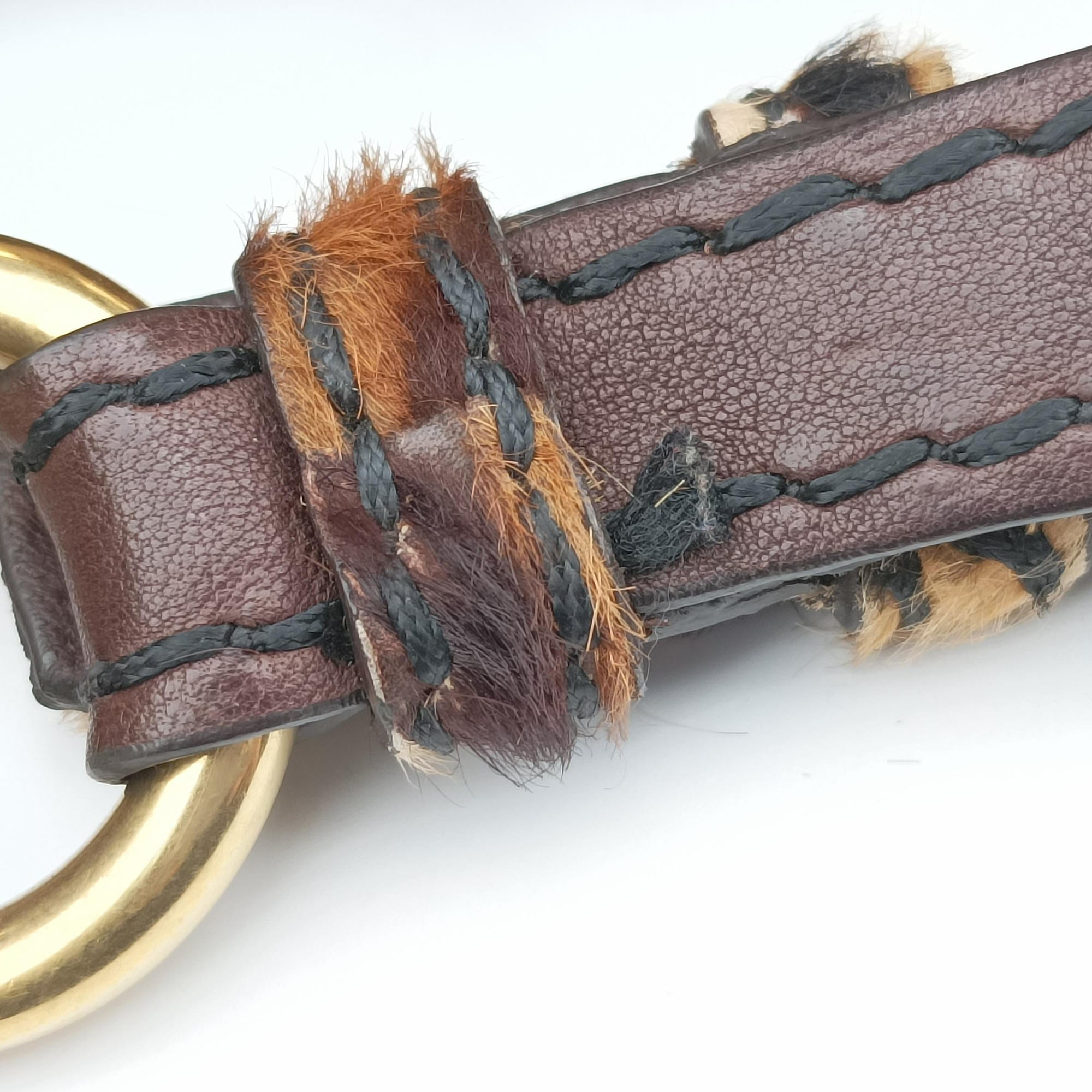 Pre-owned Prada Leopard Print Brown×Multicolour ponyhair  shoulderbag | stylenewstar