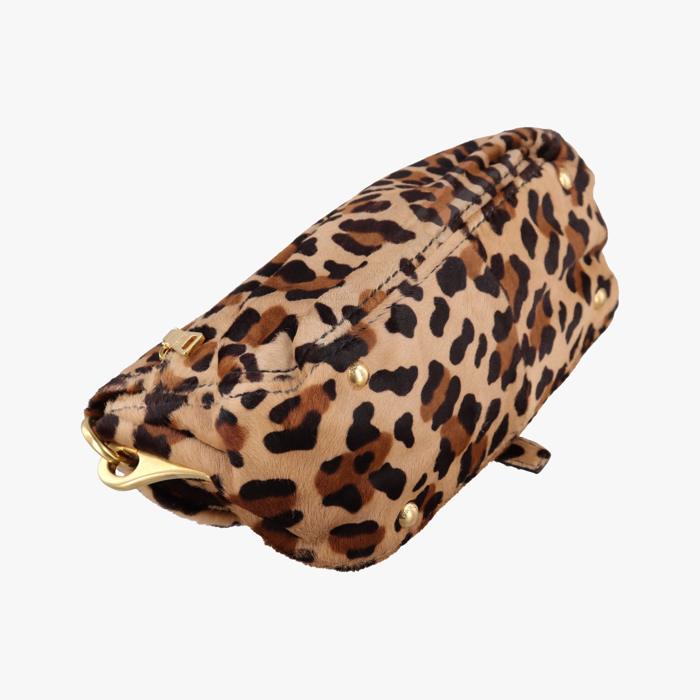 Pre-owned Prada Leopard Print Brown×Multicolour ponyhair  shoulderbag | stylenewstar