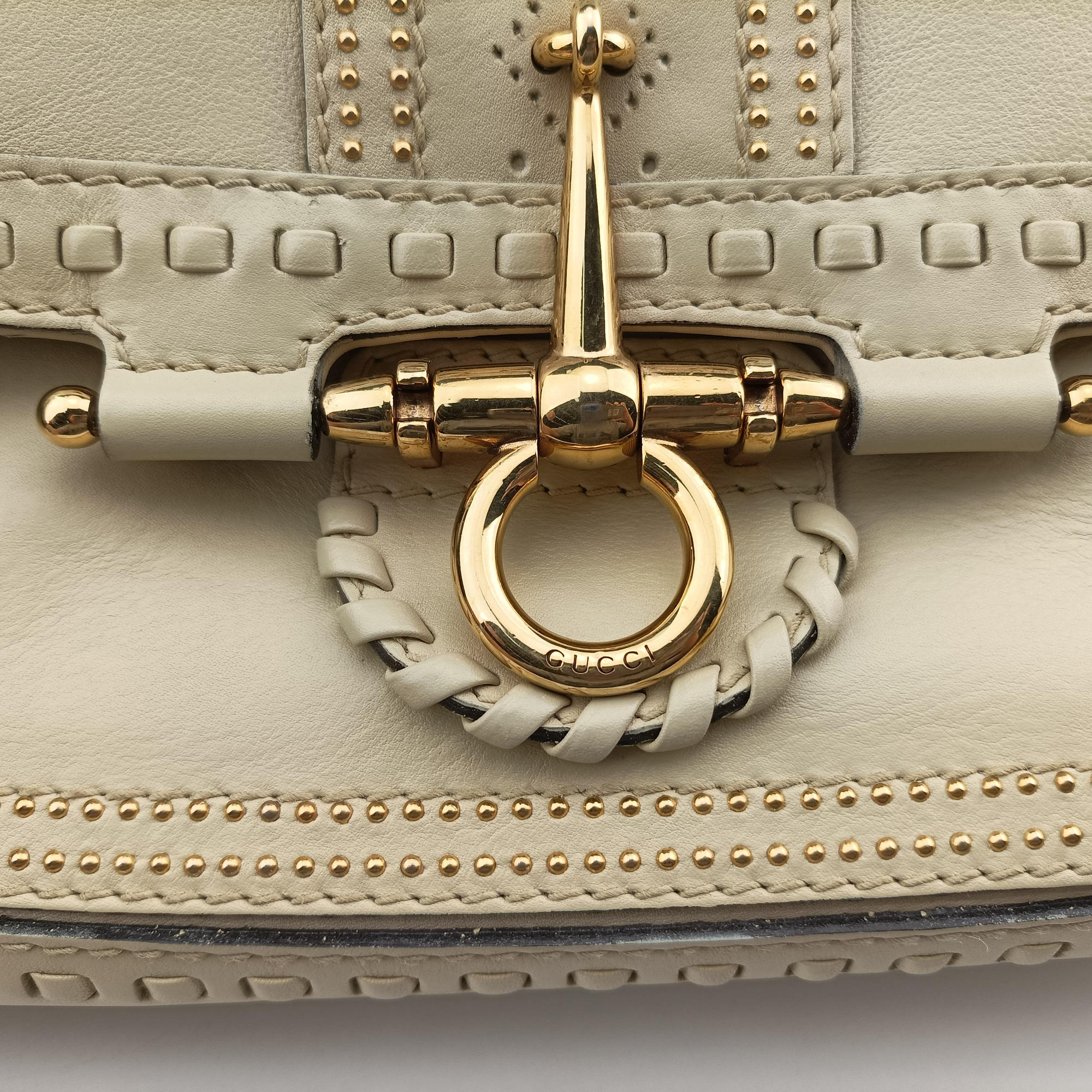 Pre-owned Gucci Snaffle Bit ivory Leather 263955 shoulderbag | stylenewstar