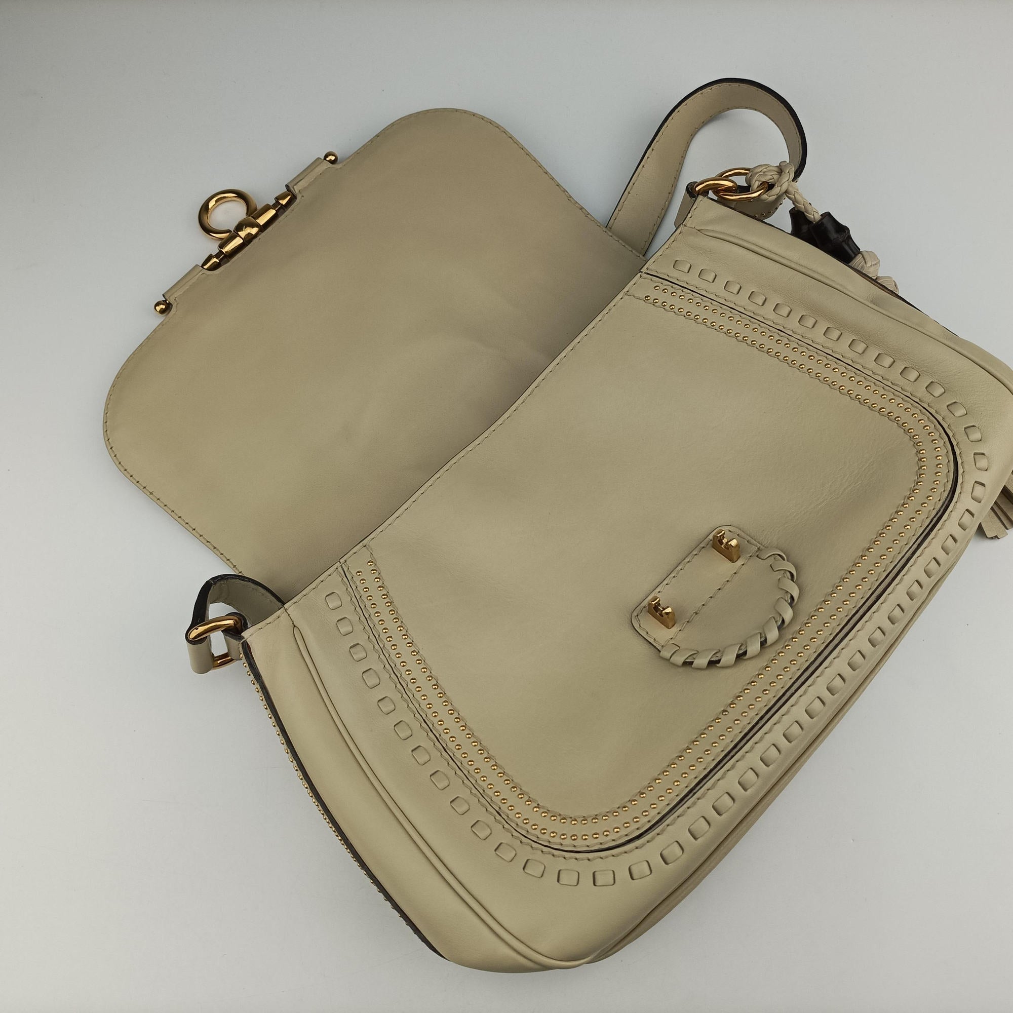 Pre-owned Gucci Snaffle Bit ivory Leather 263955 shoulderbag | stylenewstar