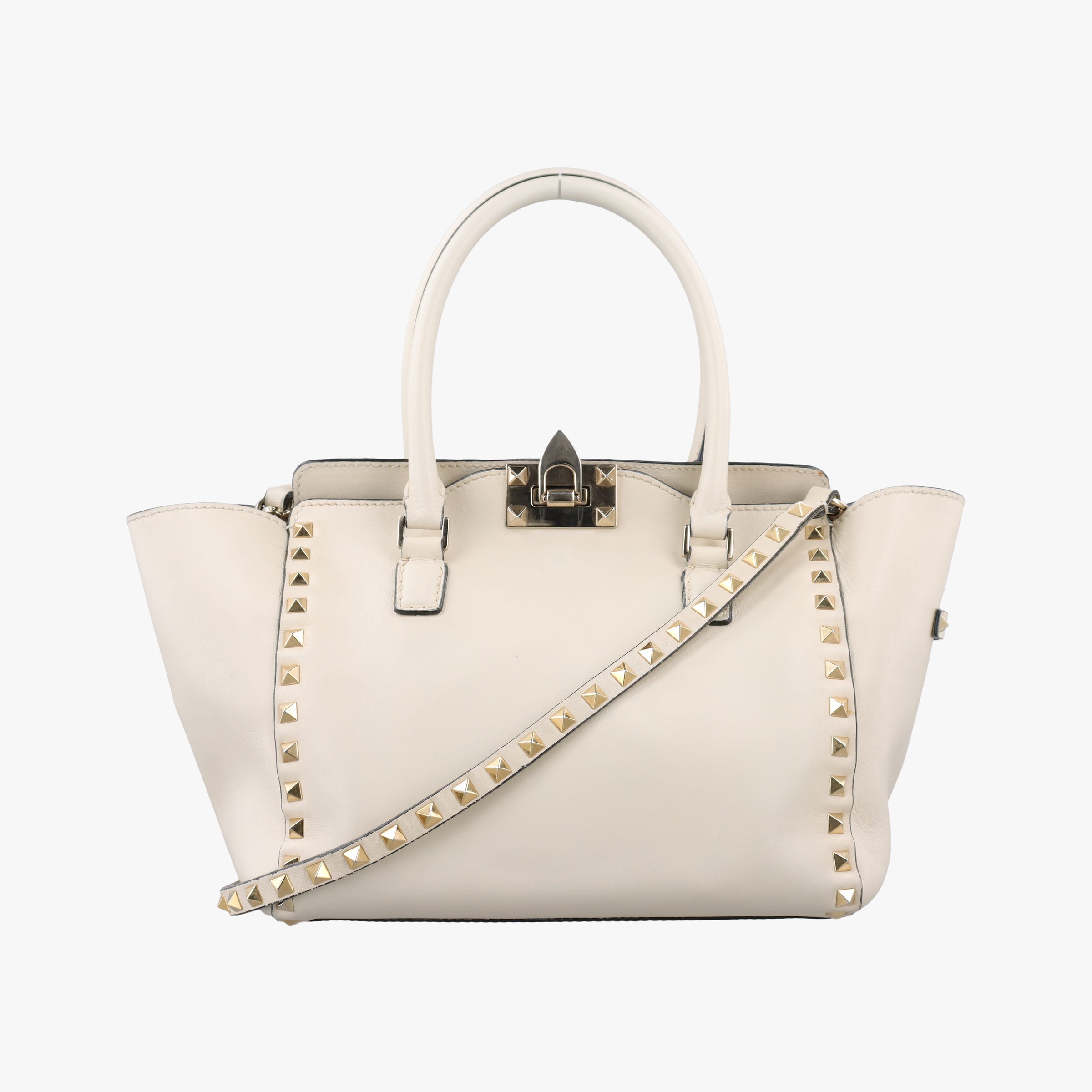 Pre-owned Valentino ROCKSTUD White Leather  shoulderbag | stylenewstar
