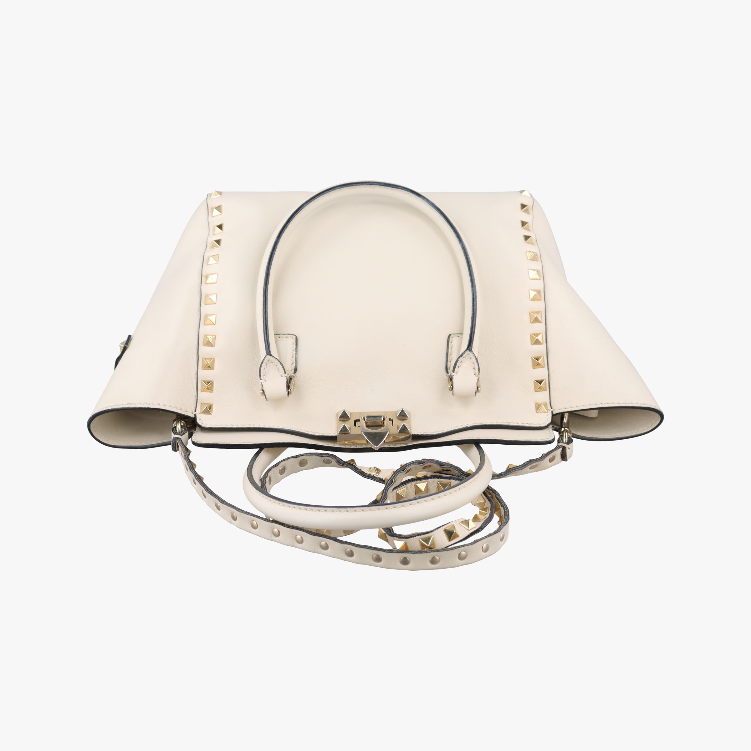 Pre-owned Valentino ROCKSTUD White Leather  shoulderbag | stylenewstar