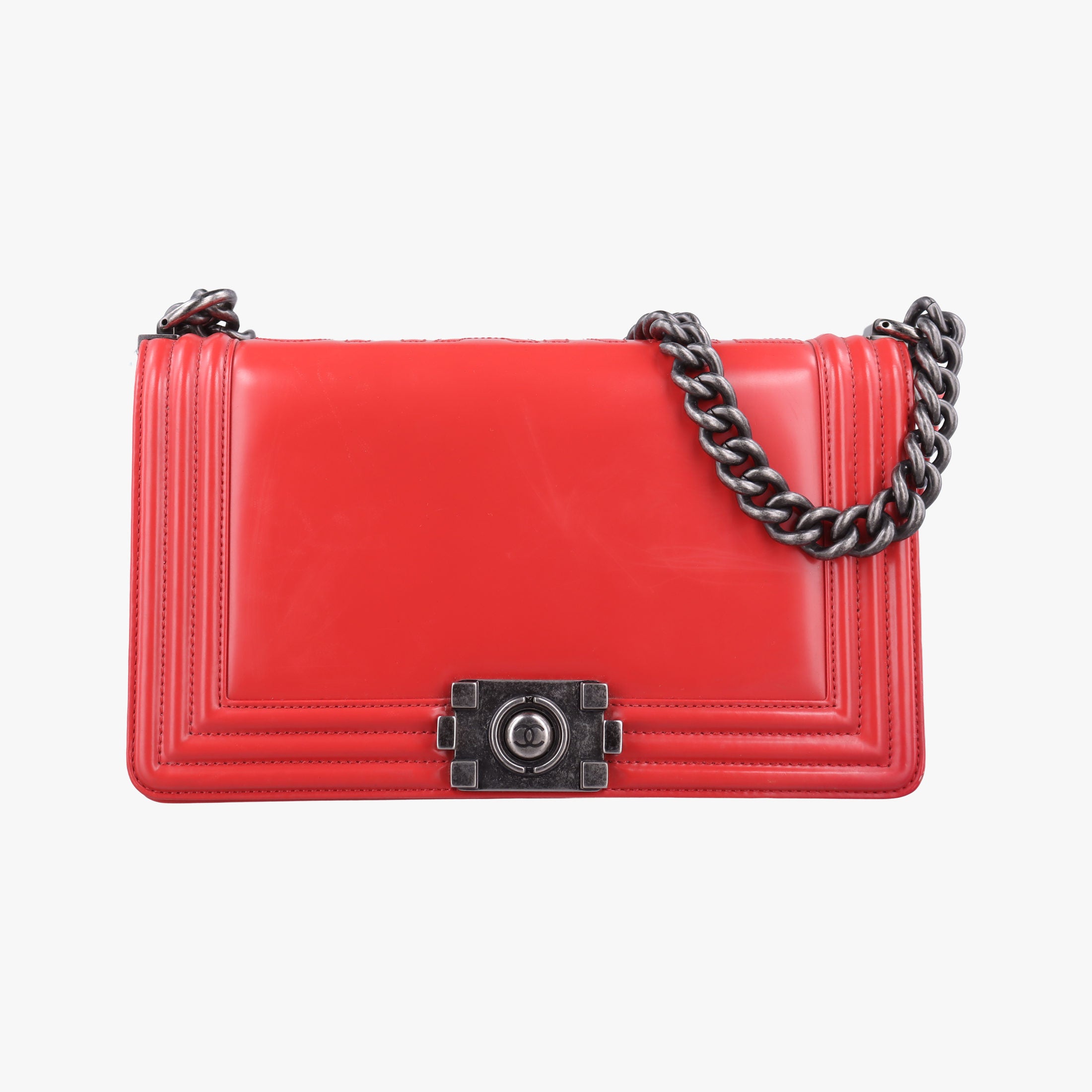 Vintage Chanel BOY CHANEL Red Leather A67086 shoulderbag | stylenewstar