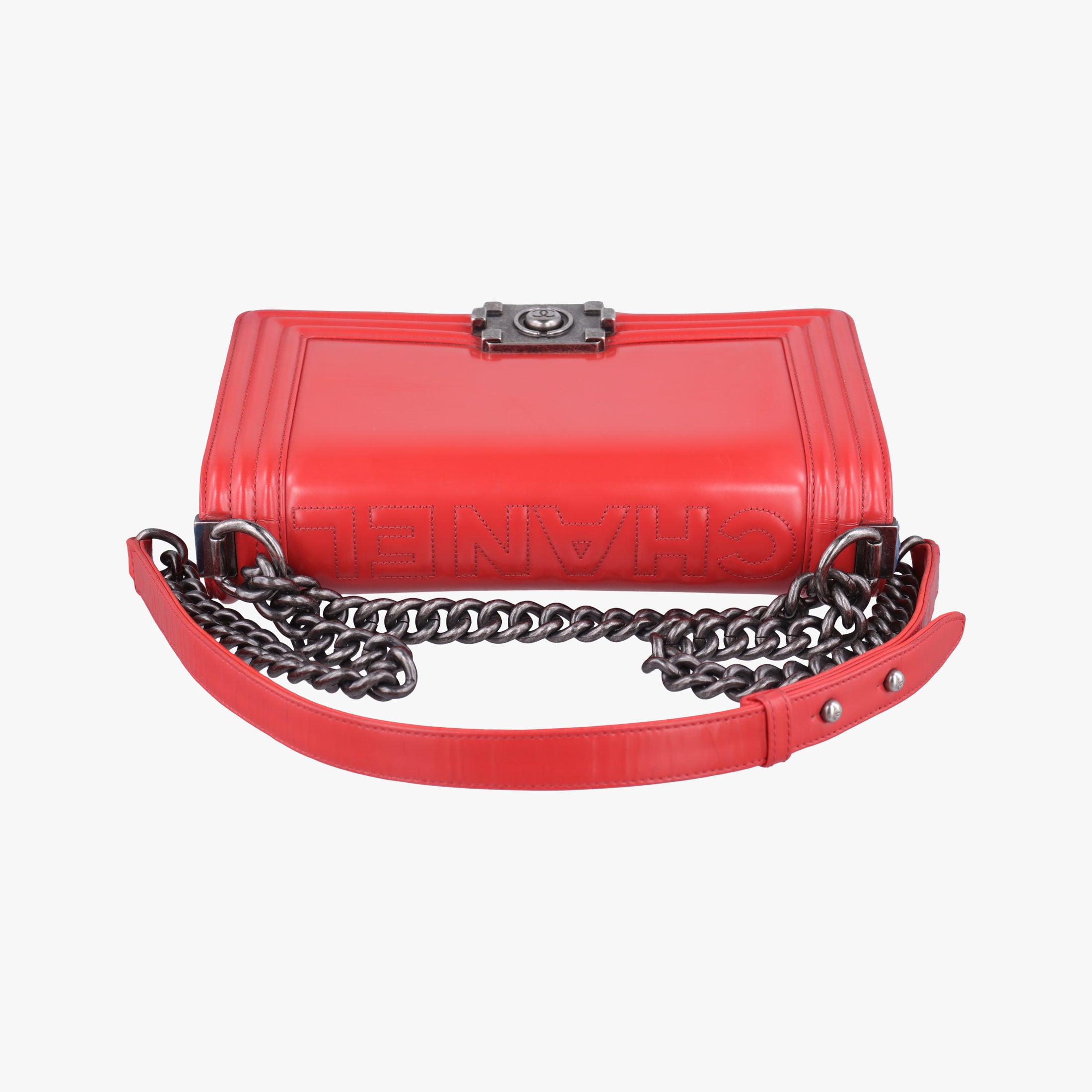 Vintage Chanel BOY CHANEL Red Leather A67086 shoulderbag | stylenewstar