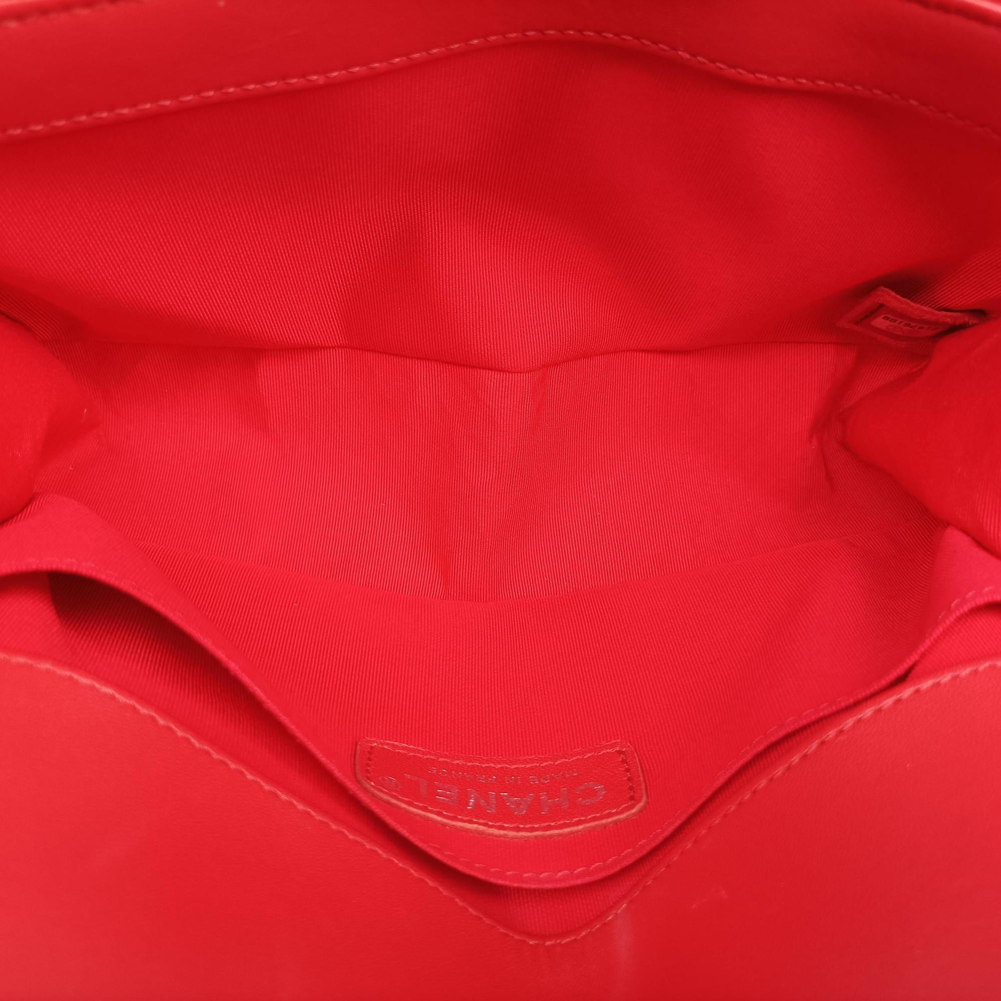 Vintage Chanel BOY CHANEL Red Leather A67086 shoulderbag | stylenewstar