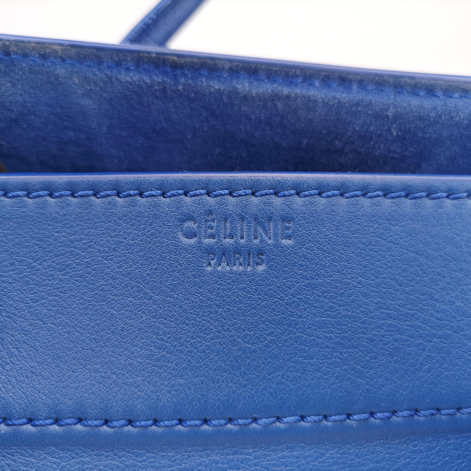 Secondhand Celine Luggage Square Phantom Blue Leather  handbag | stylenewstar