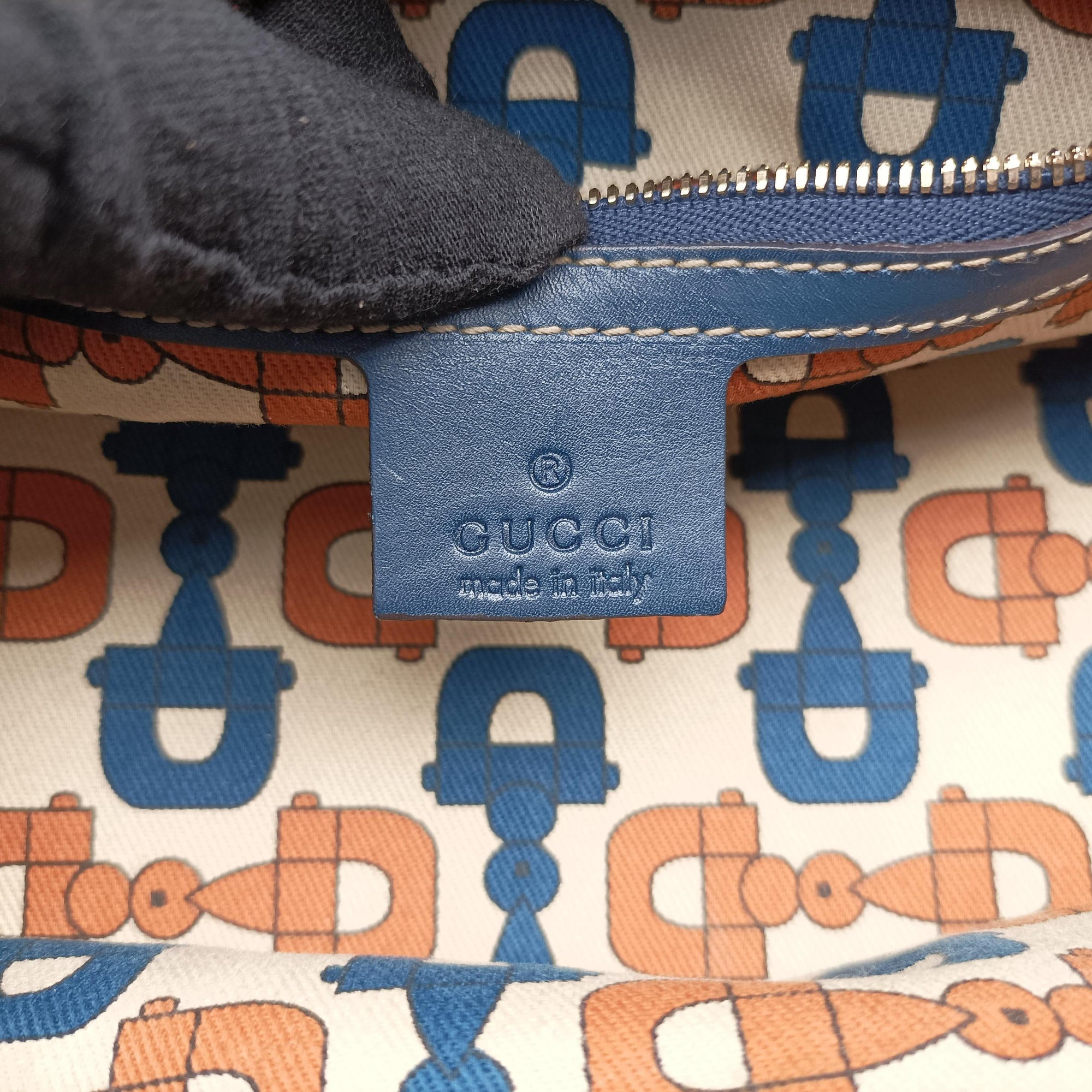 Vintage Gucci Horsebit Bamboo Wave Boston Blue Leather 159399 shoulderbag | stylenewstar