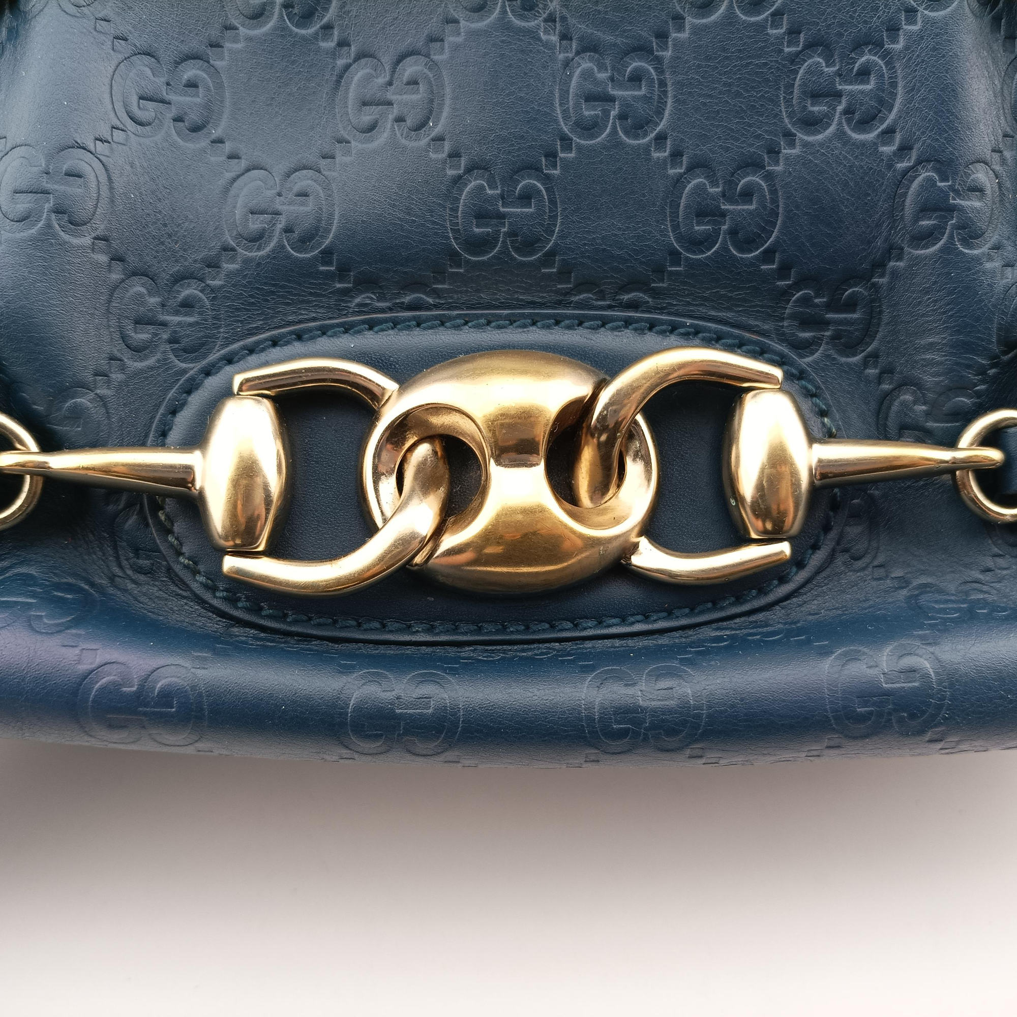 Vintage Gucci Horsebit Bamboo Wave Boston Blue Leather 159399 shoulderbag | stylenewstar