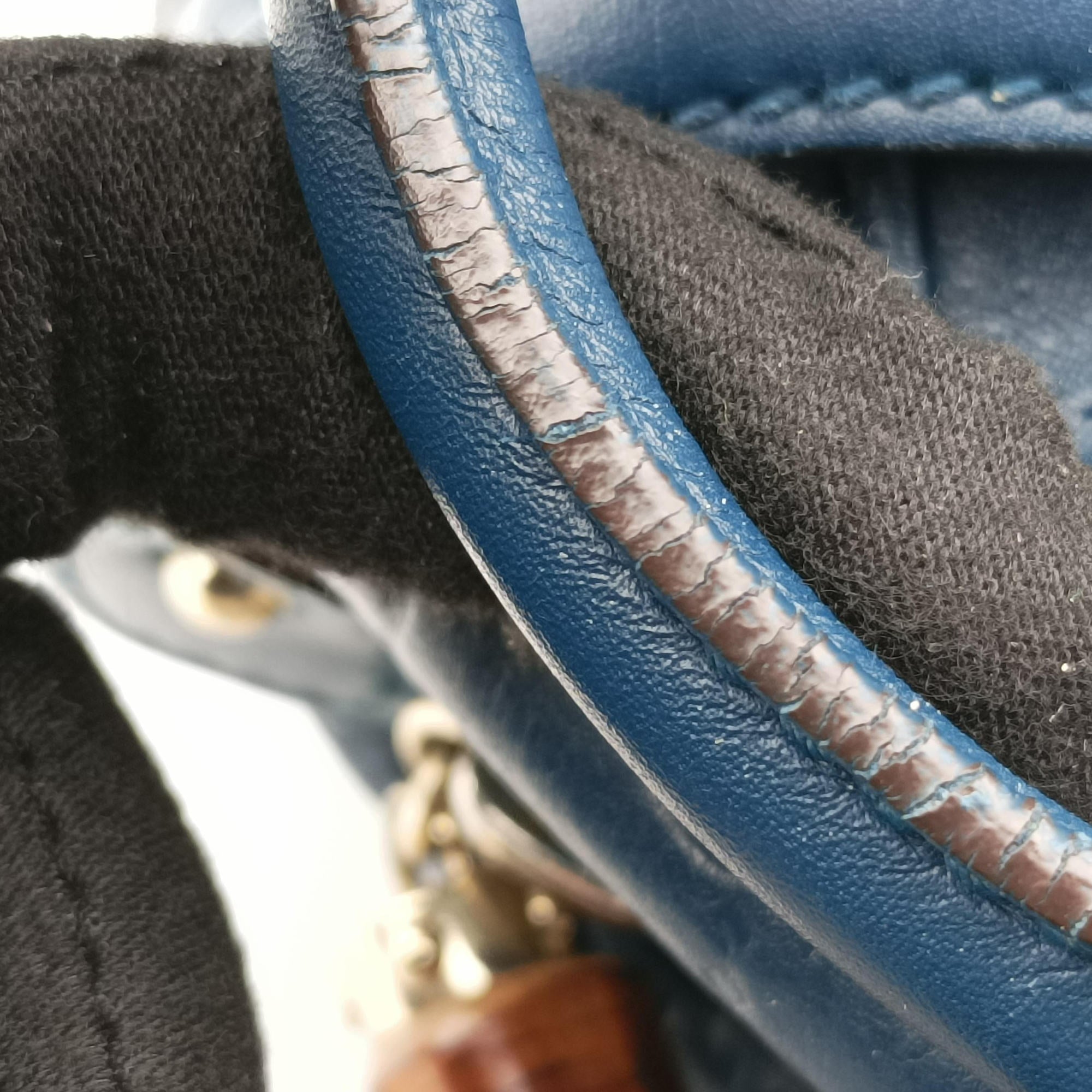 Vintage Gucci Horsebit Bamboo Wave Boston Blue Leather 159399 shoulderbag | stylenewstar