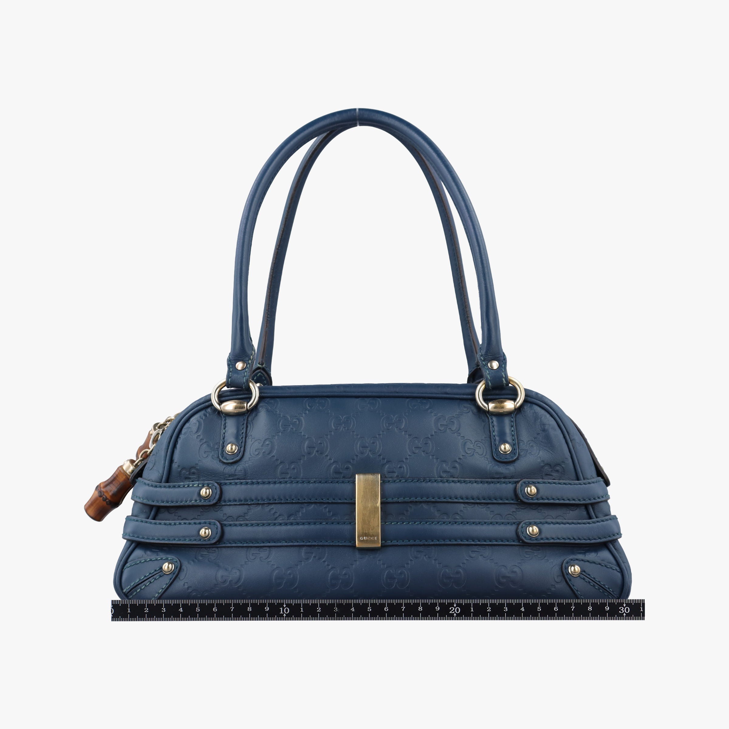 Vintage Gucci Horsebit Bamboo Wave Boston Blue Leather 159399 shoulderbag | stylenewstar