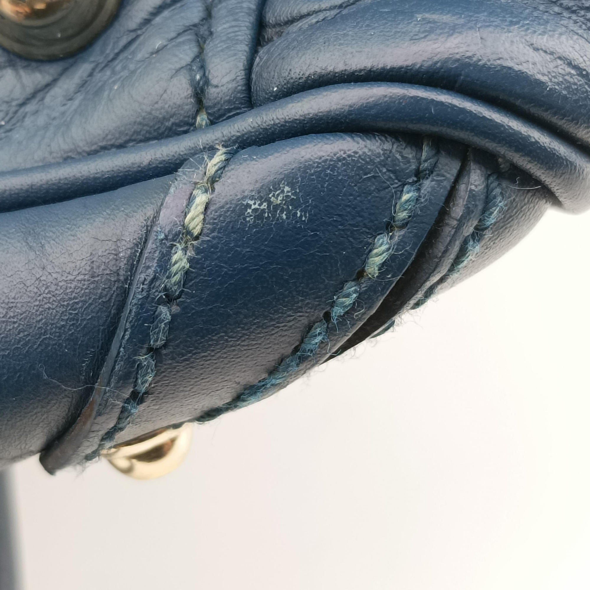 Vintage Gucci Horsebit Bamboo Wave Boston Blue Leather 159399 shoulderbag | stylenewstar